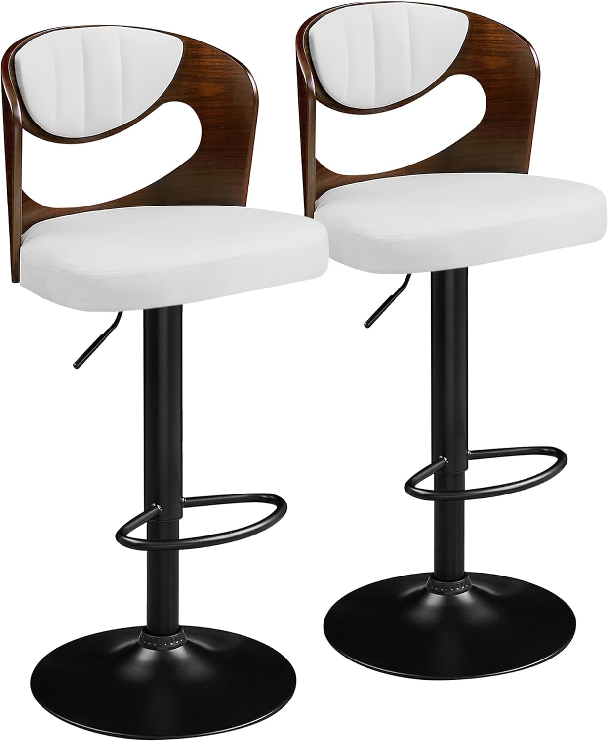 VECELO Bar Stool Set of 2 Counter Height Stools with Bentwood Back