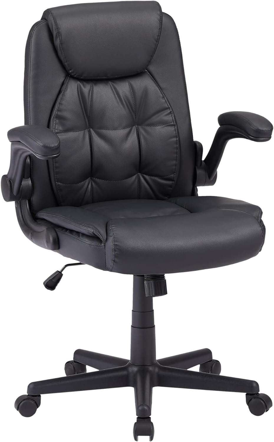 For Living Faux Leather Height Adjustable Executive Swivel Office/Desk Chair,  Black