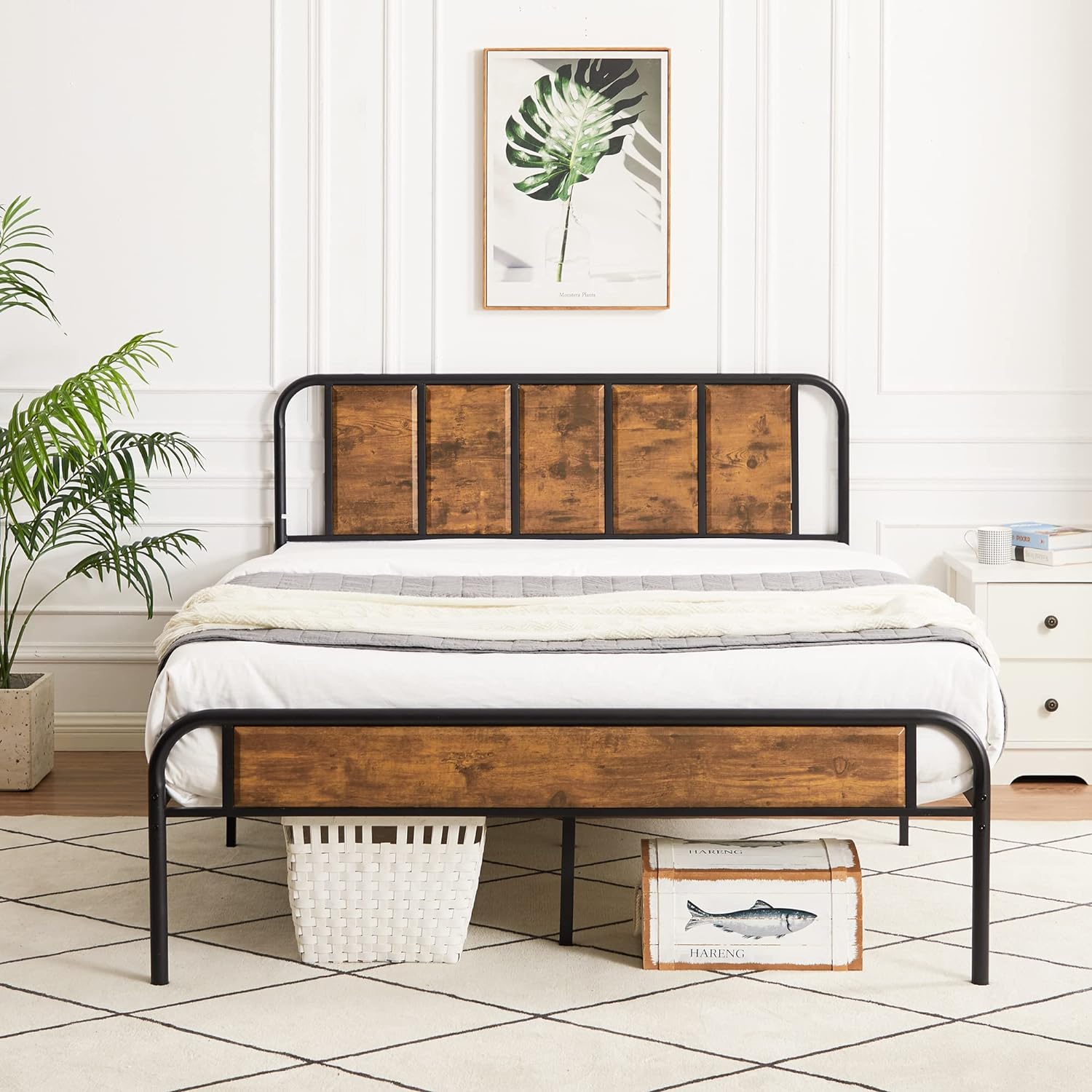 Metal bed frame with on sale headboard and footboard