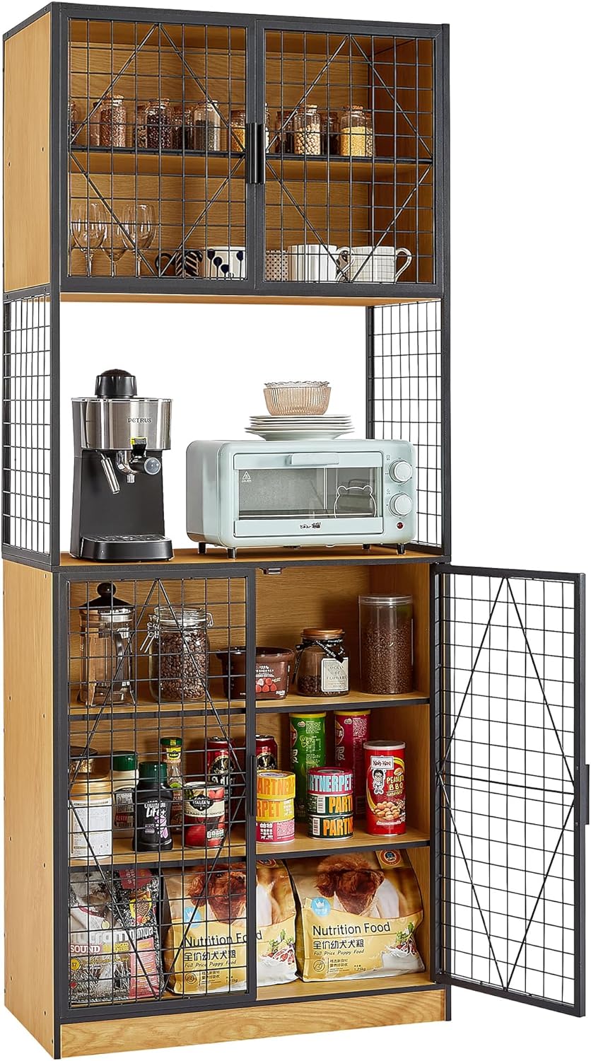 Tall Kitchen Storage Food Pantry Cabinet Cupboard with Doors and
