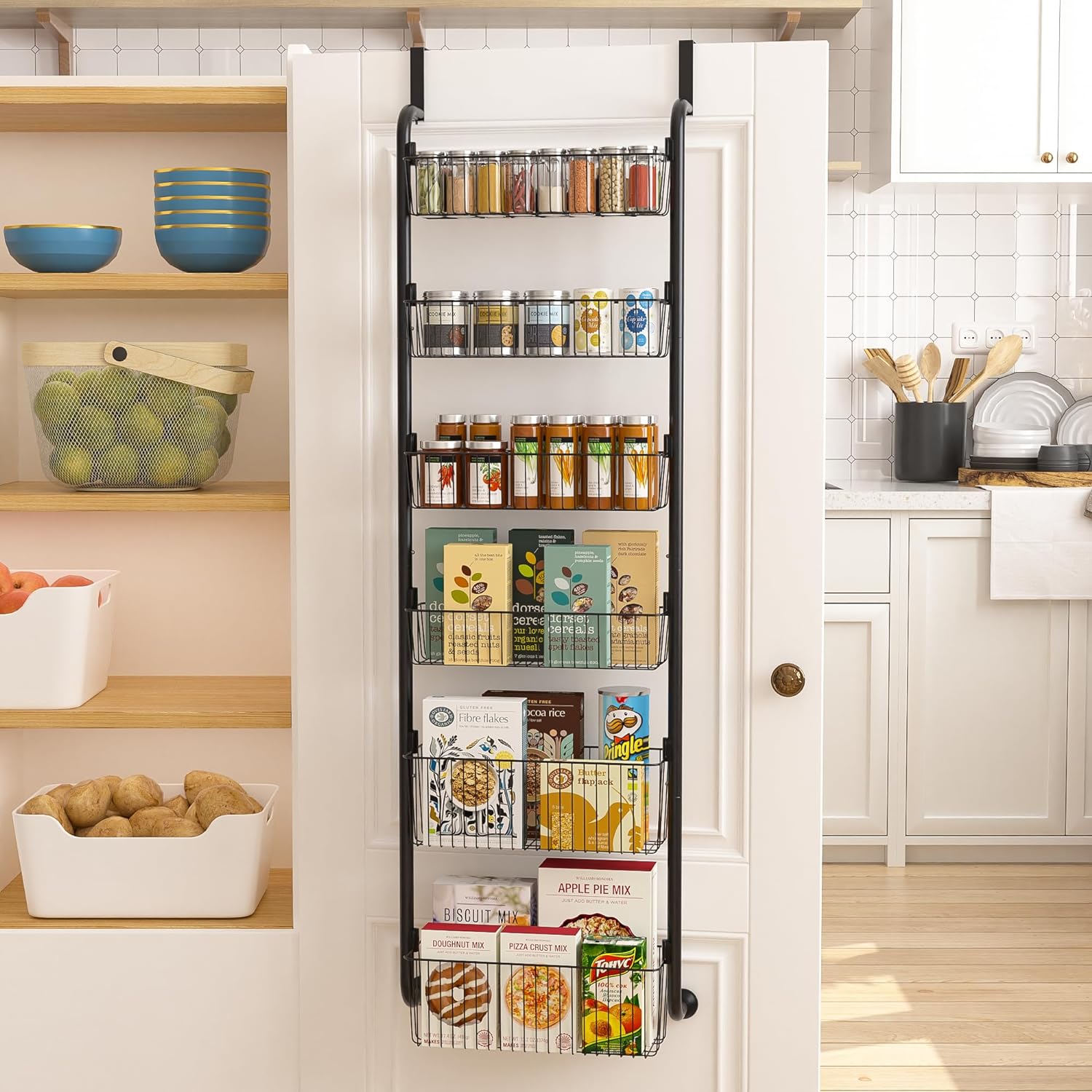 VECELO Kitchen Over the Door Organizer 6 Tier Pantry Door Organizers