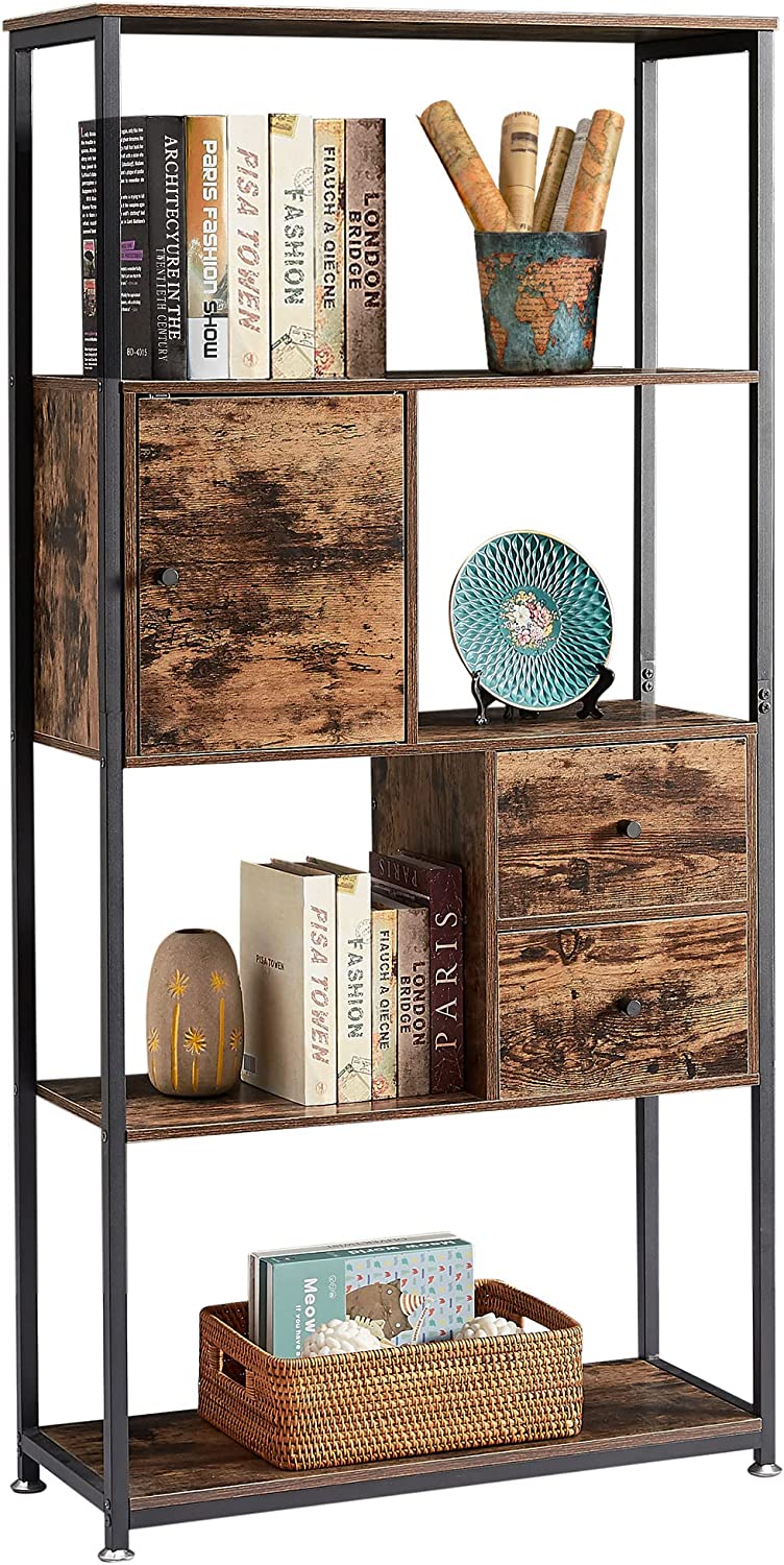 8 Tier Tree Bookshelf, 8 Shelf Open Book Case, Sturdy Tree Bookcase, Narrow  Book Organizer Shelves for Bedroom, Living Room, Home Office, Dark Brown