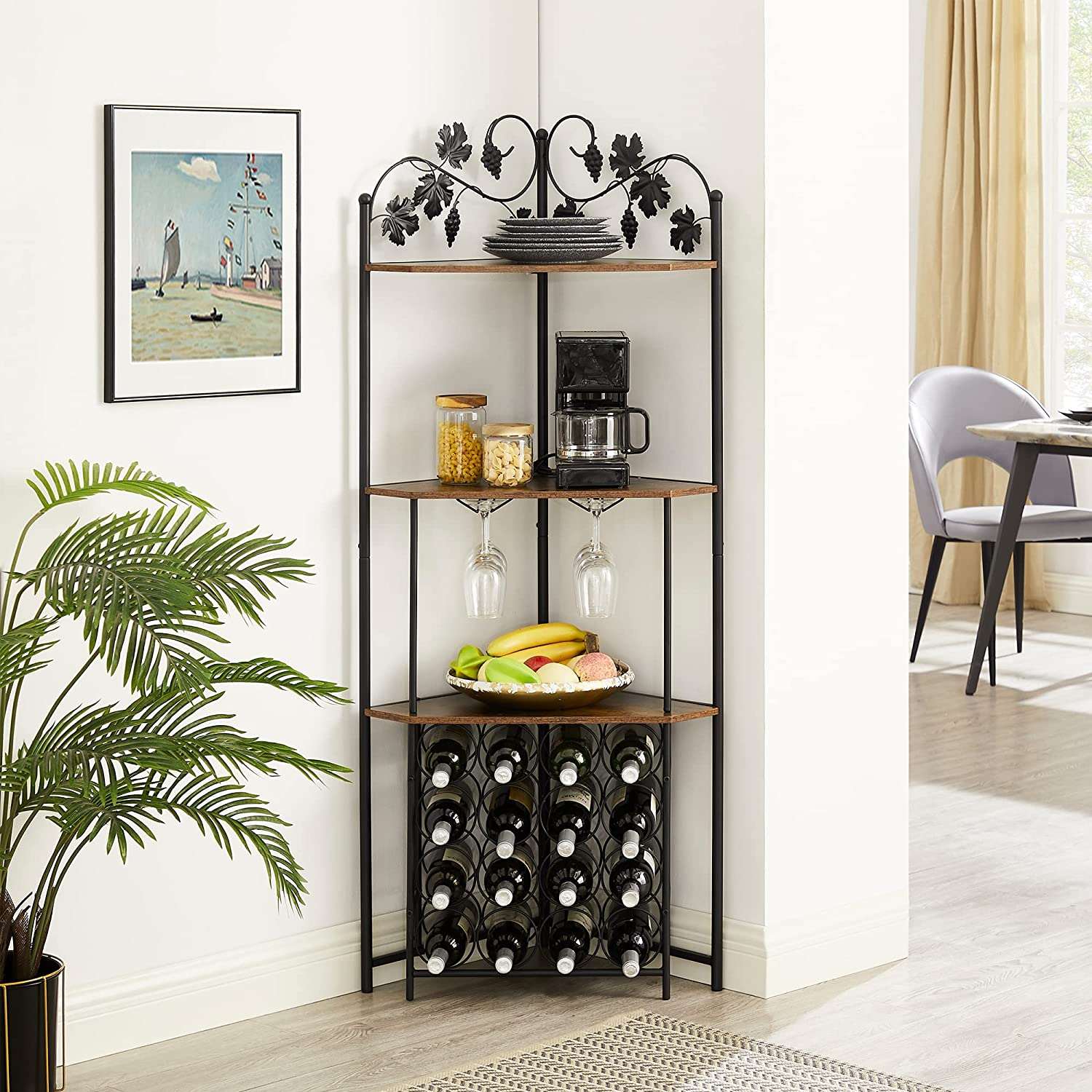 VECELO Corner Display Shelf Free-Standing Organizer for Compact Space