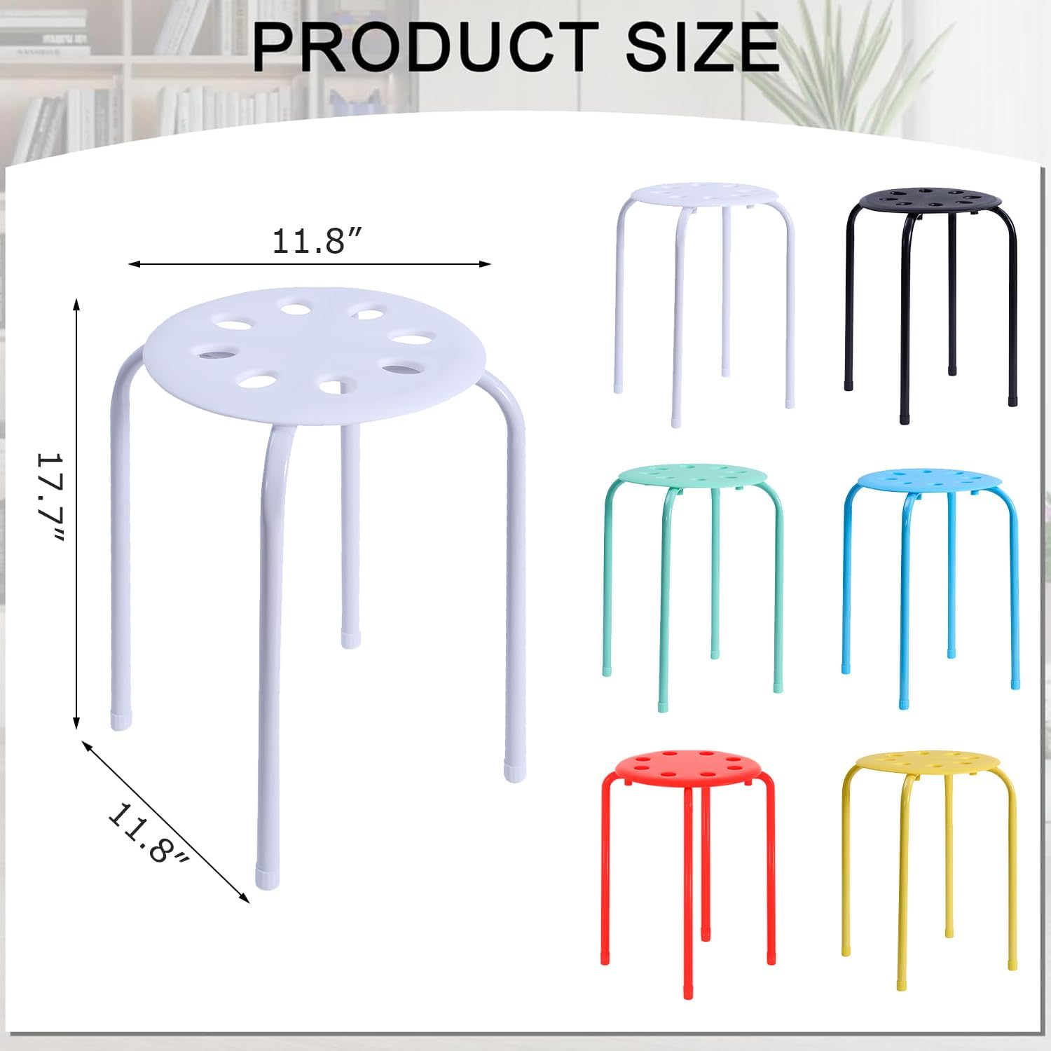 VECELO Set of 6 Stacking Stools Portable with Metal Frame, Colorful Stool for Classroom School