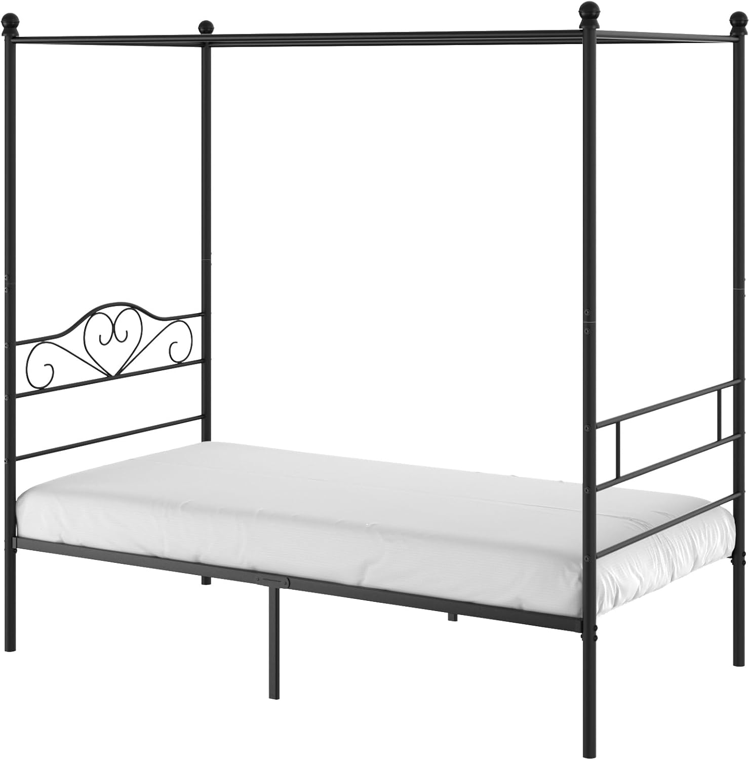 VECELO Twin Canopy Bed Frame with Headboard and Footboard