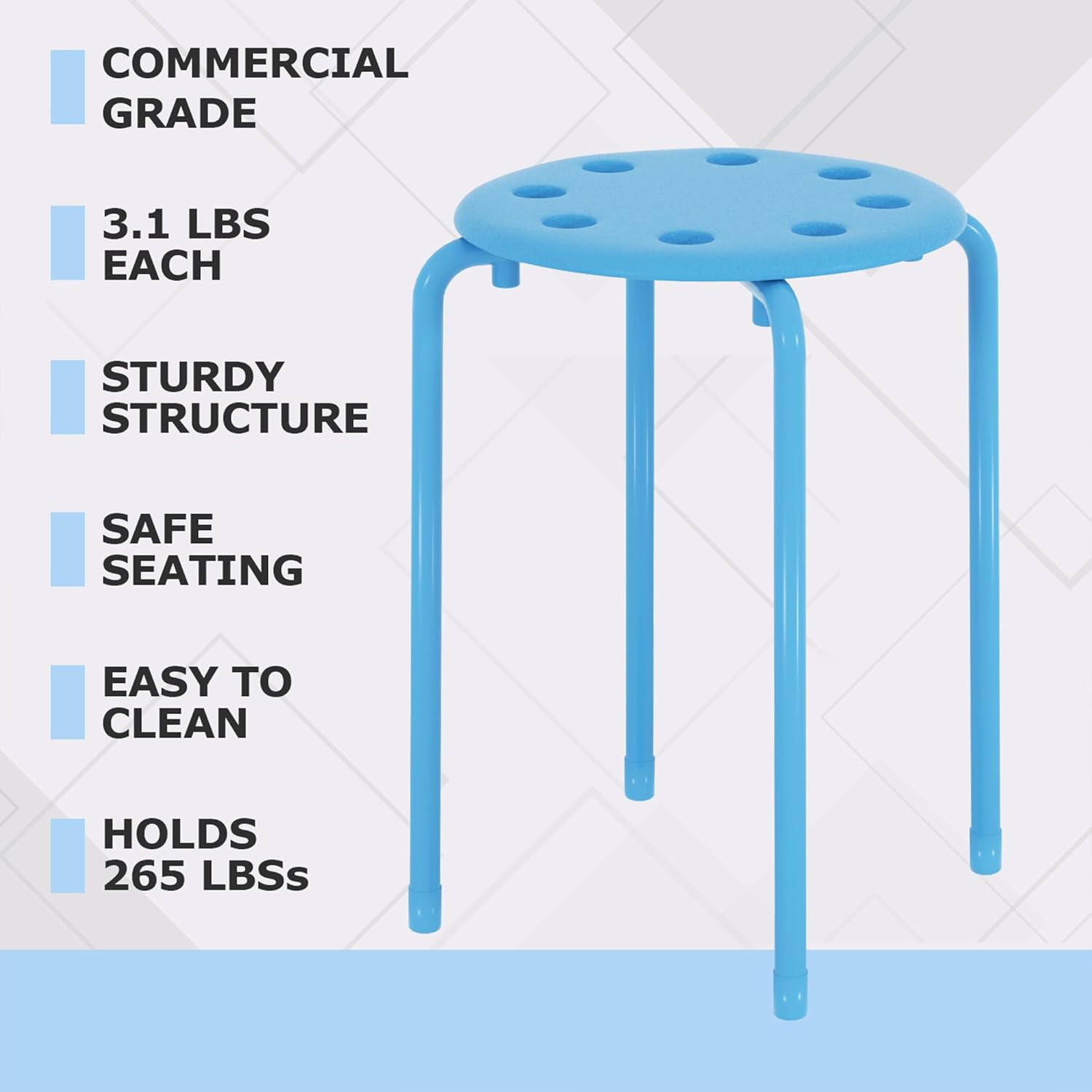 VECELO 6-Piece Stacking Stools, 17.7 Inch Standard Height