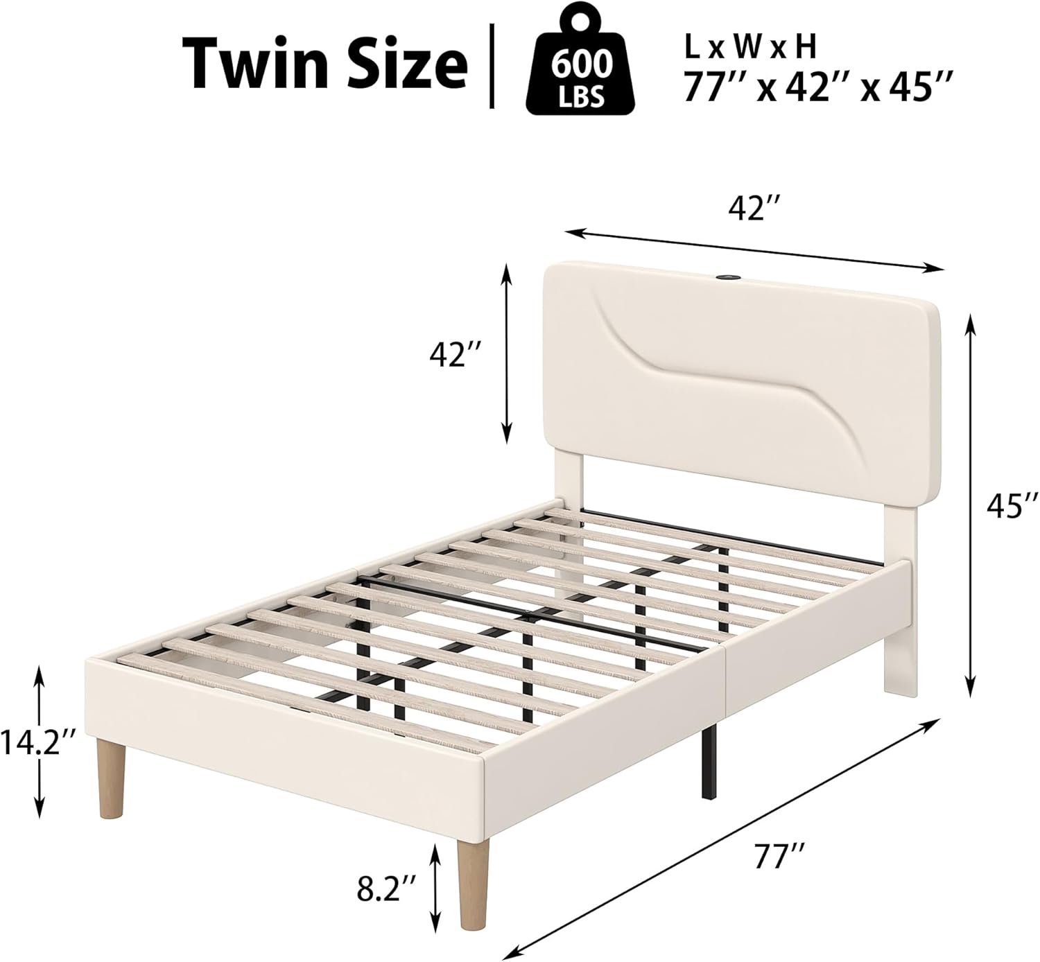 VECELO Bed Frame with LED Lights