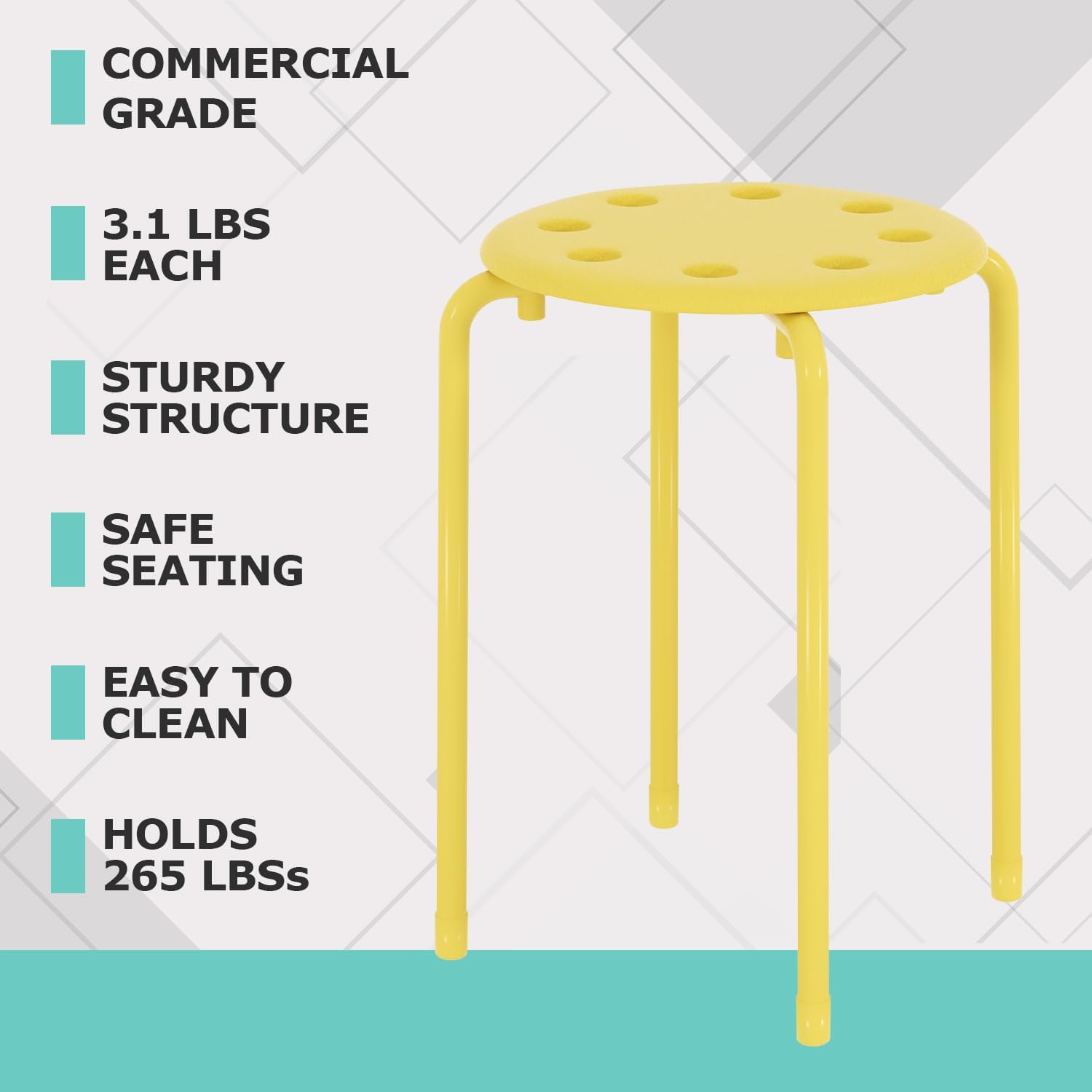 VECELO 6-Piece Stacking Stools, 17.7 Inch Standard Height