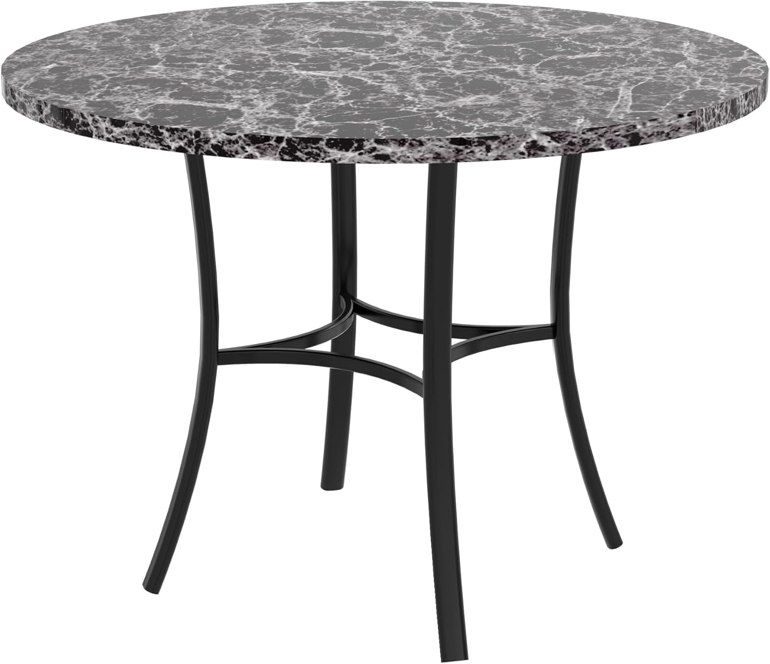 VECELO 36" Round Dining Table for 4, Faux Marble Dinette with Metal Frame for Kitchen