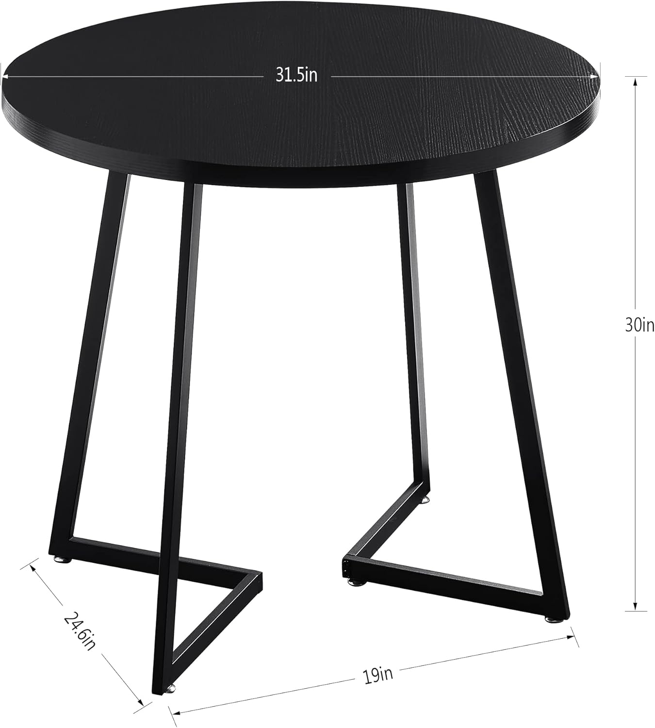 VECELO Round Dining Room Table with Wood Grain Tabletop and Steel Frame