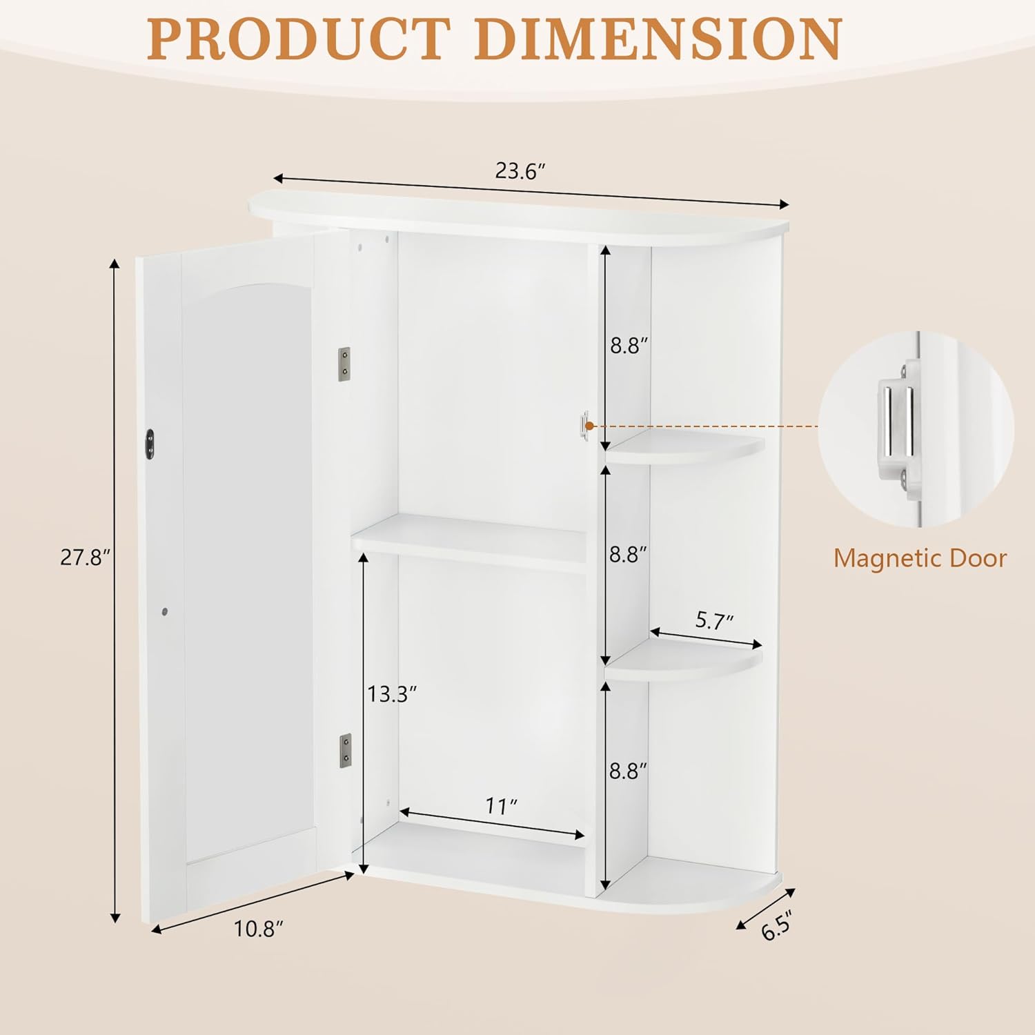 VECELO Bathroom Wall Cabinet with Mirror