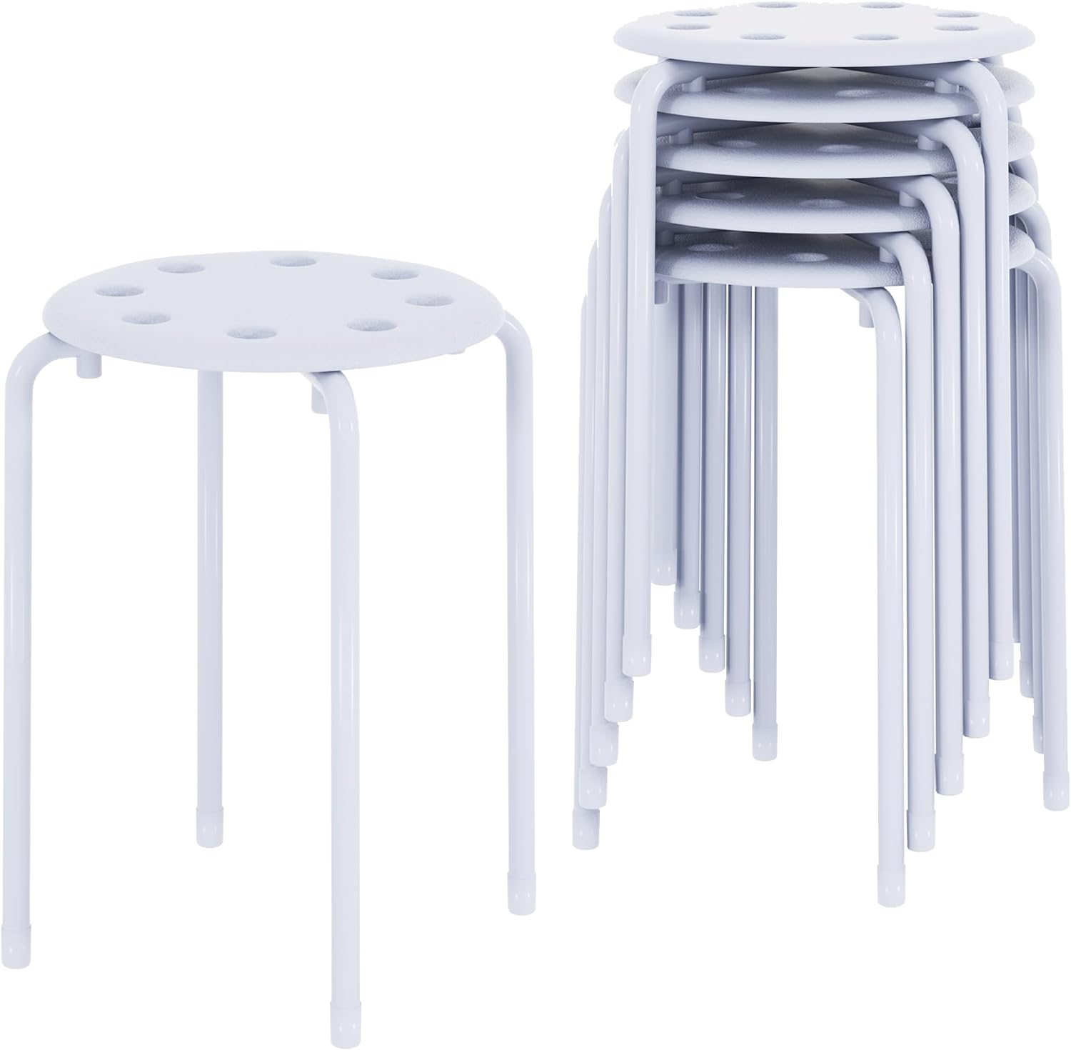 VECELO 6-Piece Stacking Stools, 17.7 Inch Standard Height