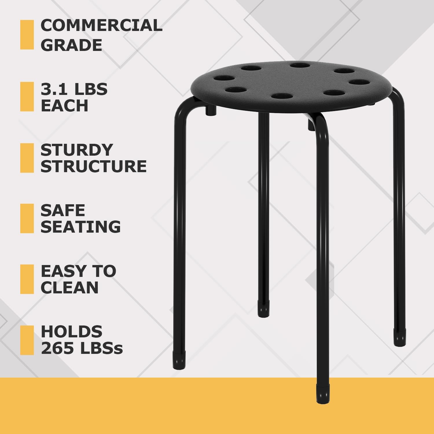 VECELO 6-Piece Stacking Stools, 17.7 Inch Standard Height