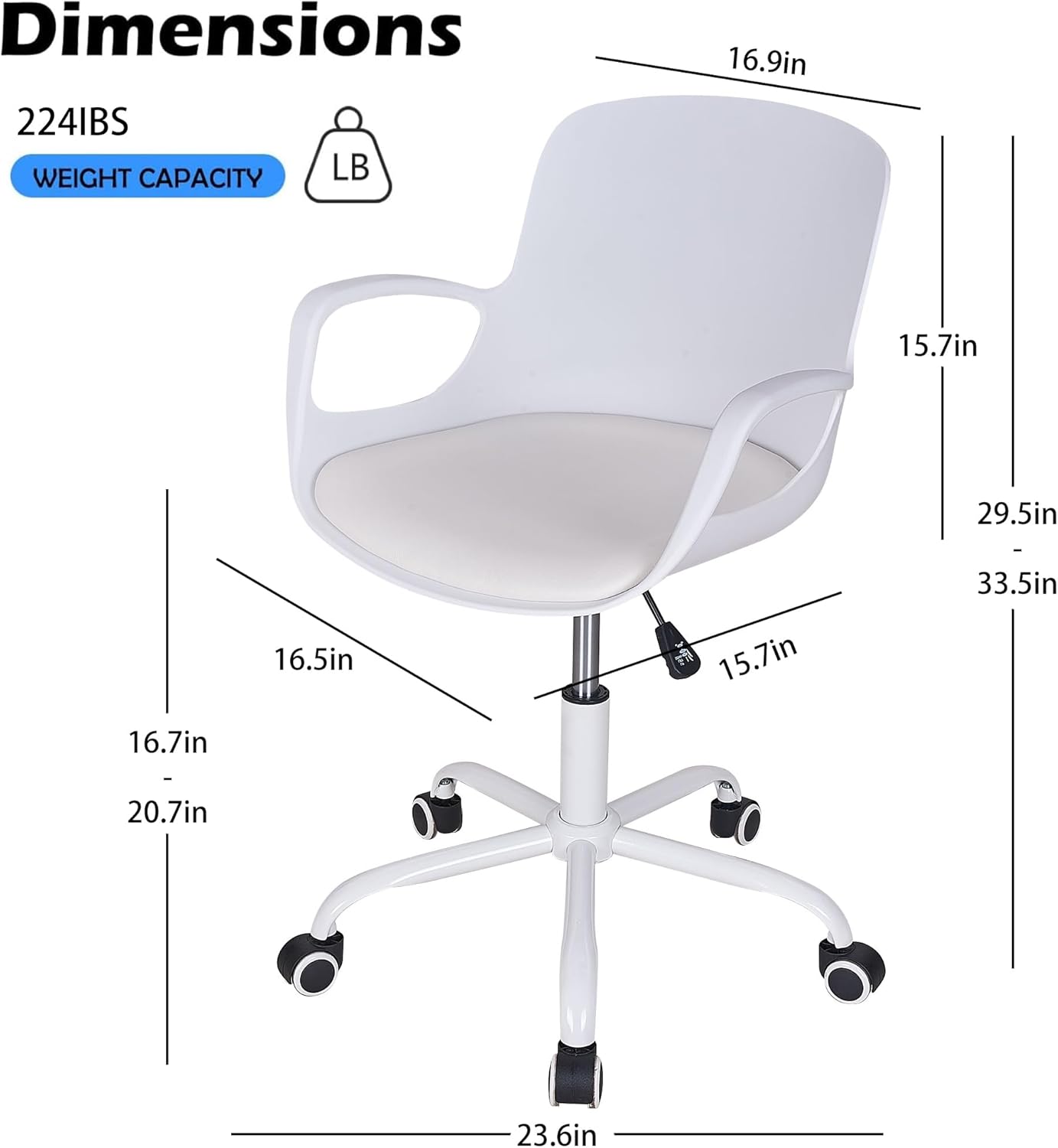 VECELO Mid-Back Chair for Desk with Armrests