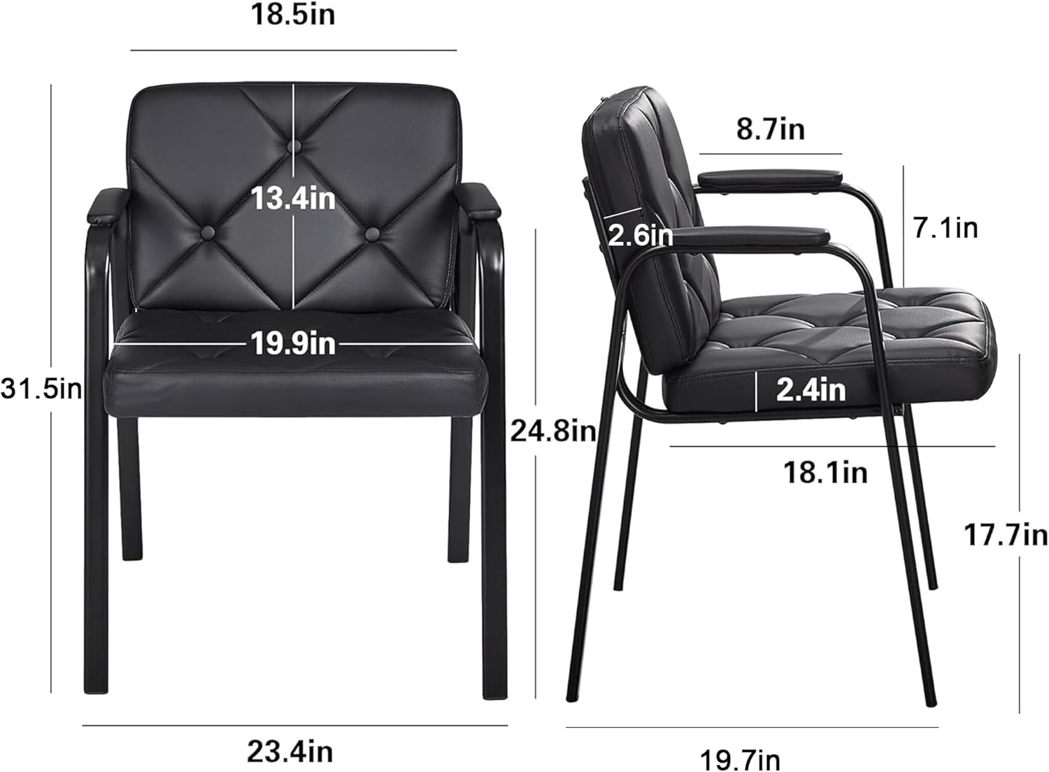 VECELO PU Office Guest Waiting Room Chairs Set of 2