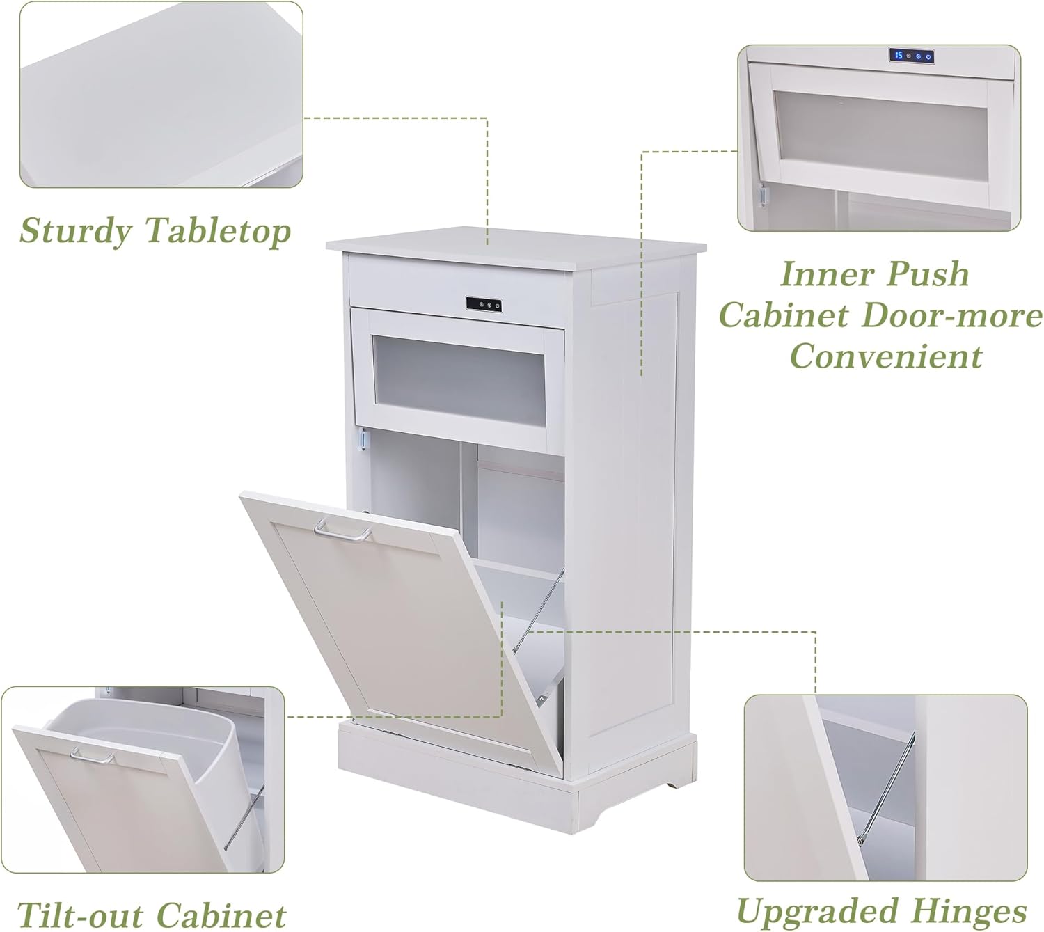 VECELO Tilt Out Trash Can Cabinet