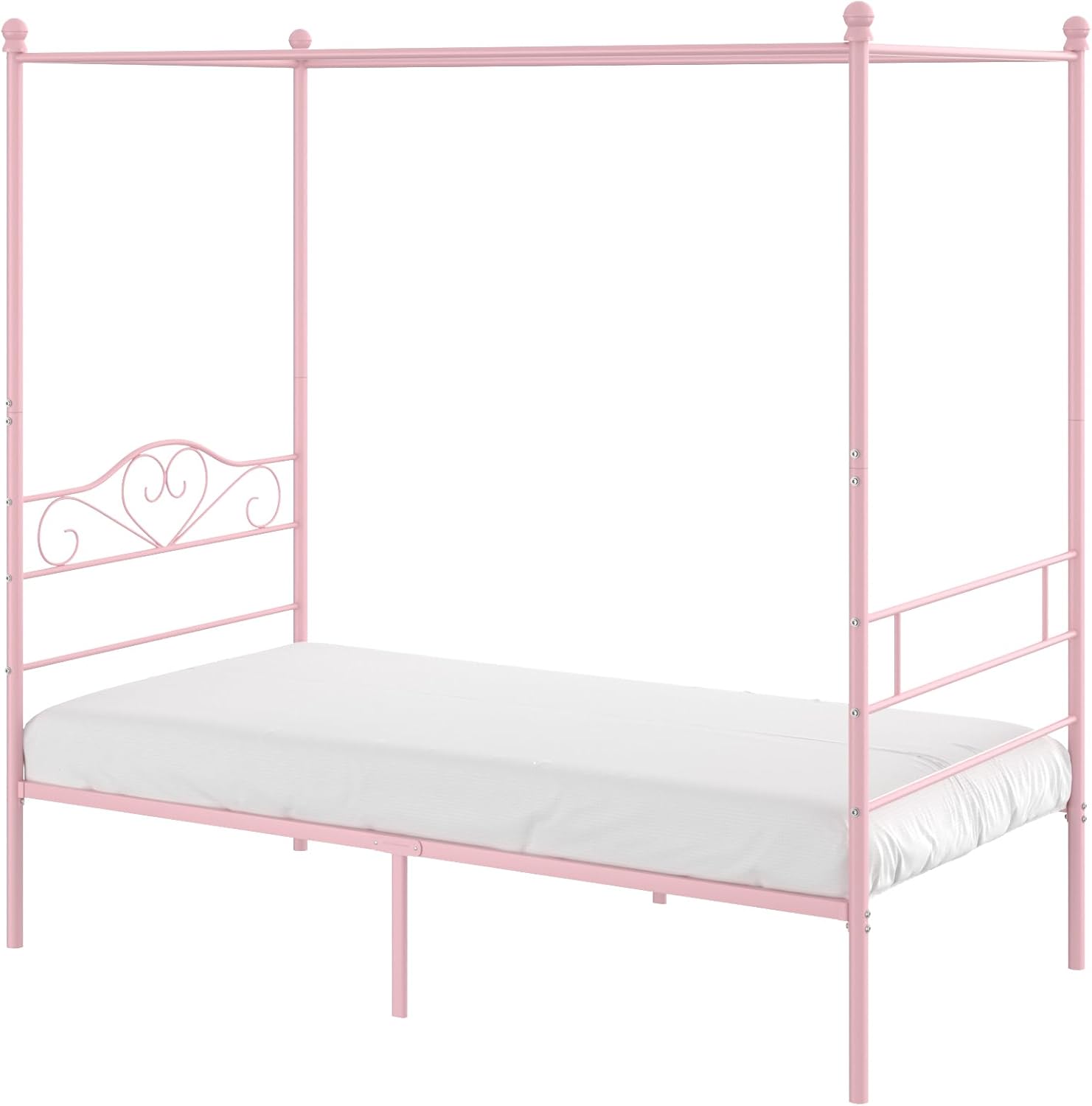 VECELO Twin Canopy Bed Frame with Headboard and Footboard