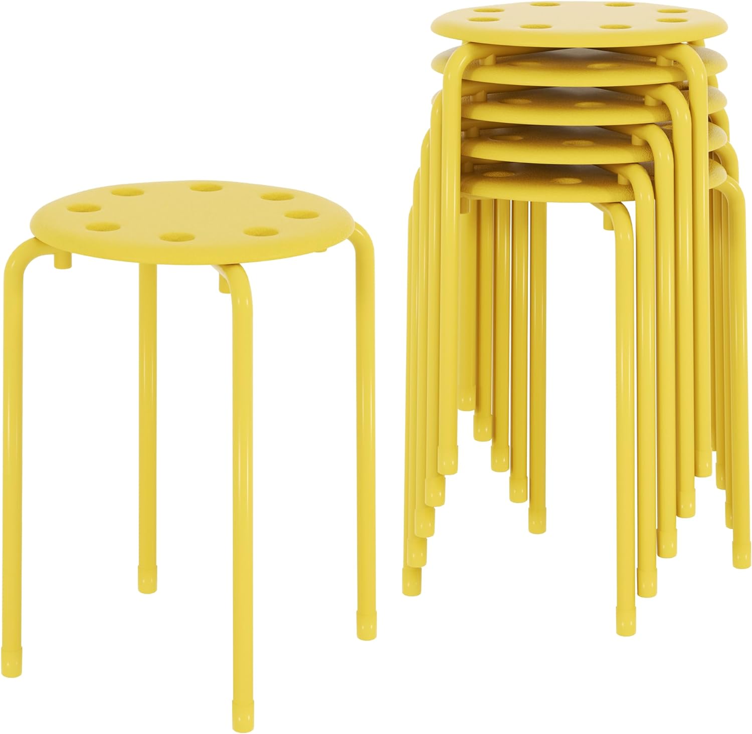 VECELO 6-Piece Stacking Stools, 17.7 Inch Standard Height