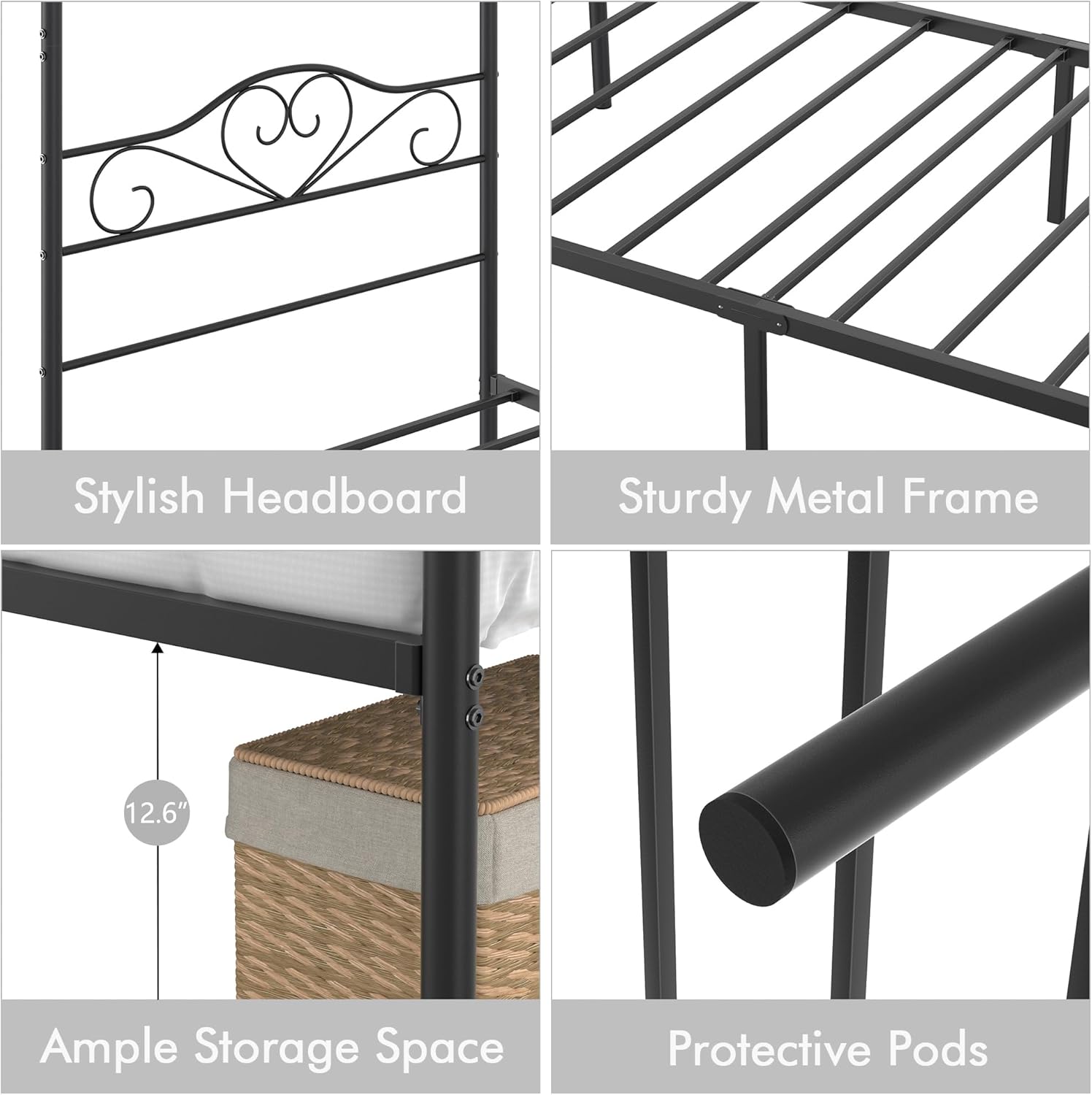 VECELO Twin Canopy Bed Frame with Headboard and Footboard