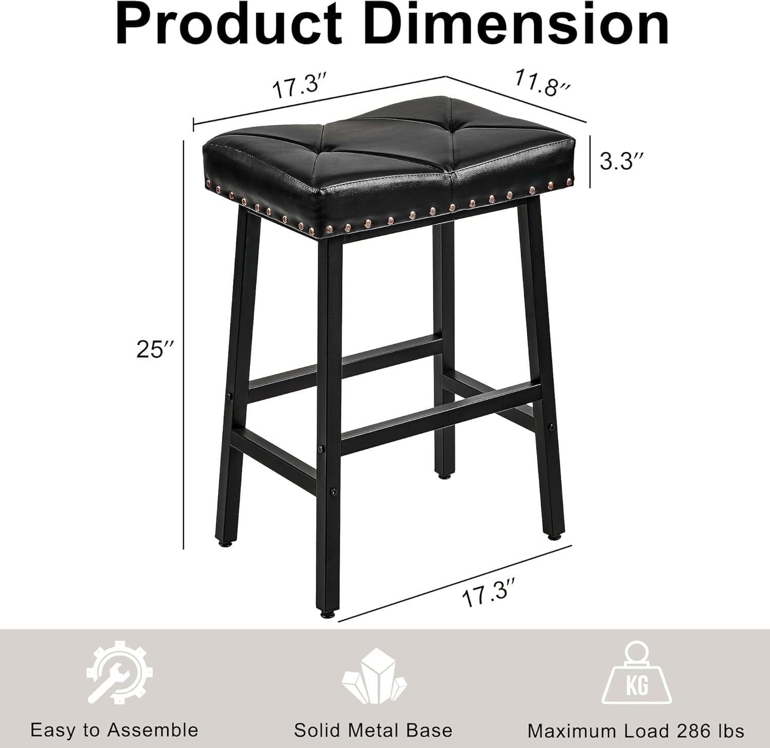 VECELO 25 inch Counter Height Stools for Kitchen Island