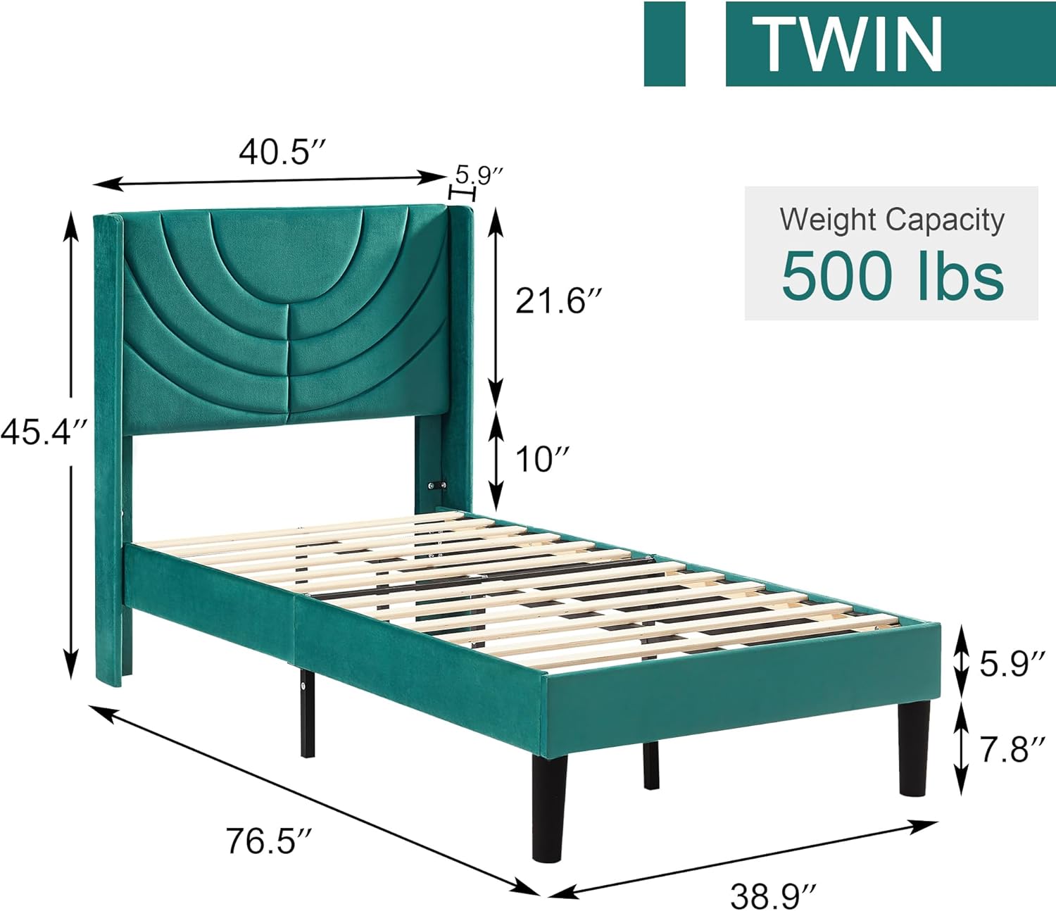 VECELO Upholstered Platform Bed Frame with Adjustable Fabric Headboard