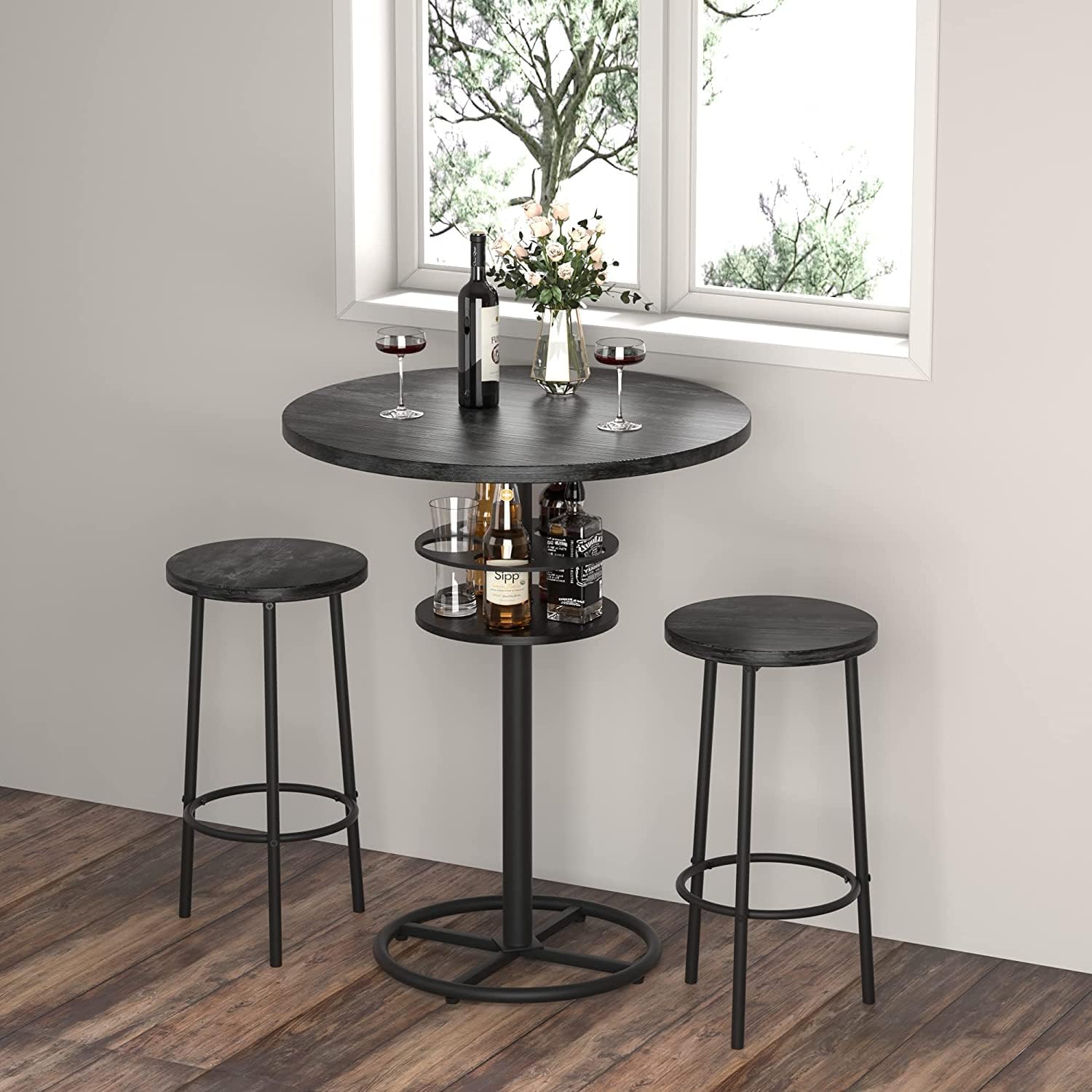 Round bar table and chairs set sale