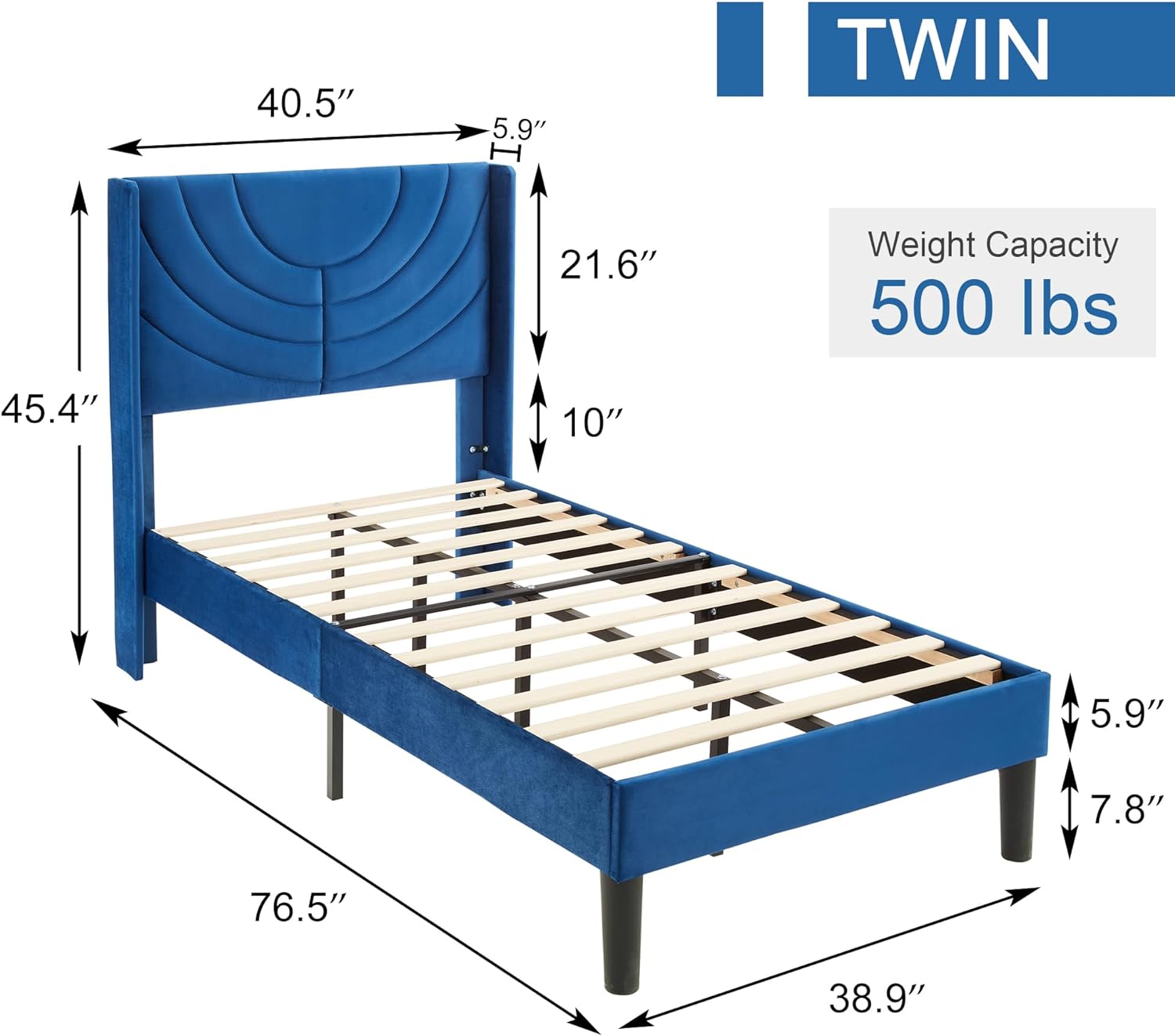 VECELO Upholstered Platform Bed Frame with Adjustable Fabric Headboard