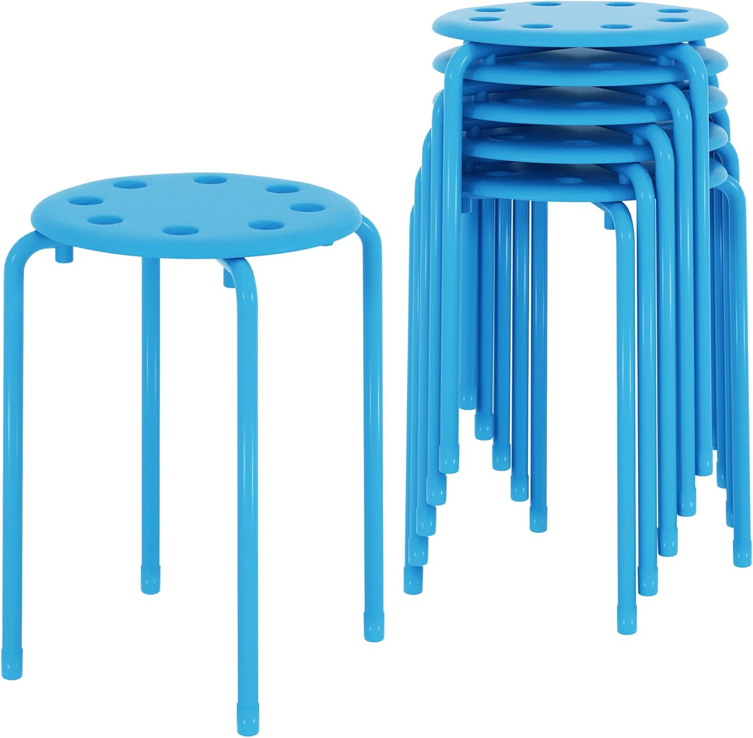 VECELO 6-Piece Stacking Stools, 17.7 Inch Standard Height