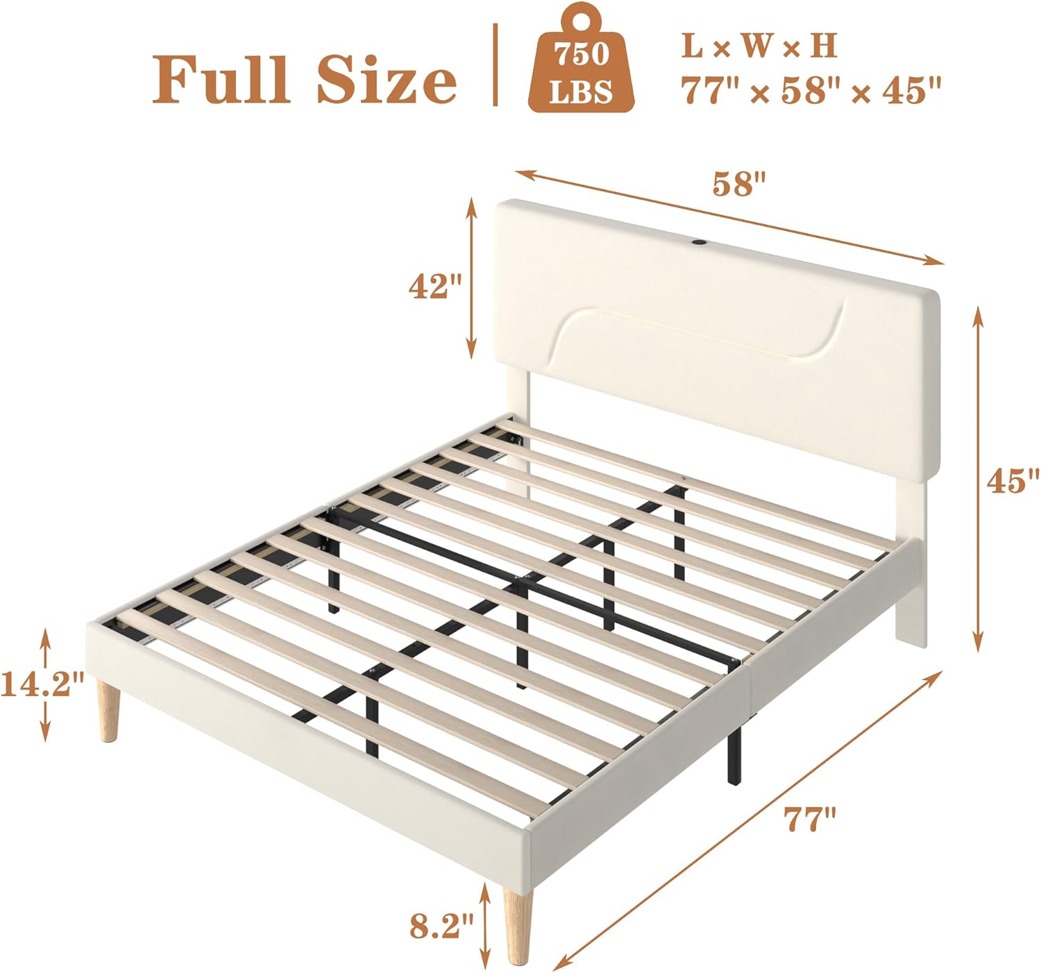 VECELO Bed Frame with LED Lights