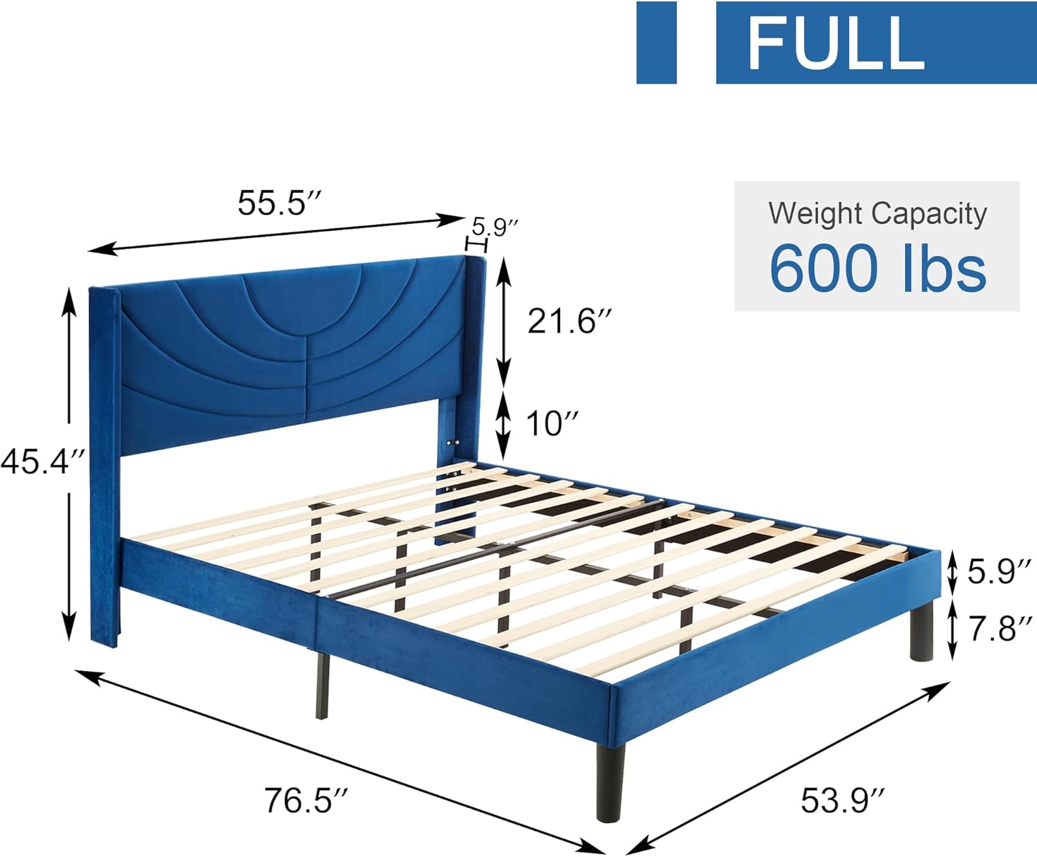 VECELO Upholstered Platform Bed Frame with Adjustable Fabric Headboard