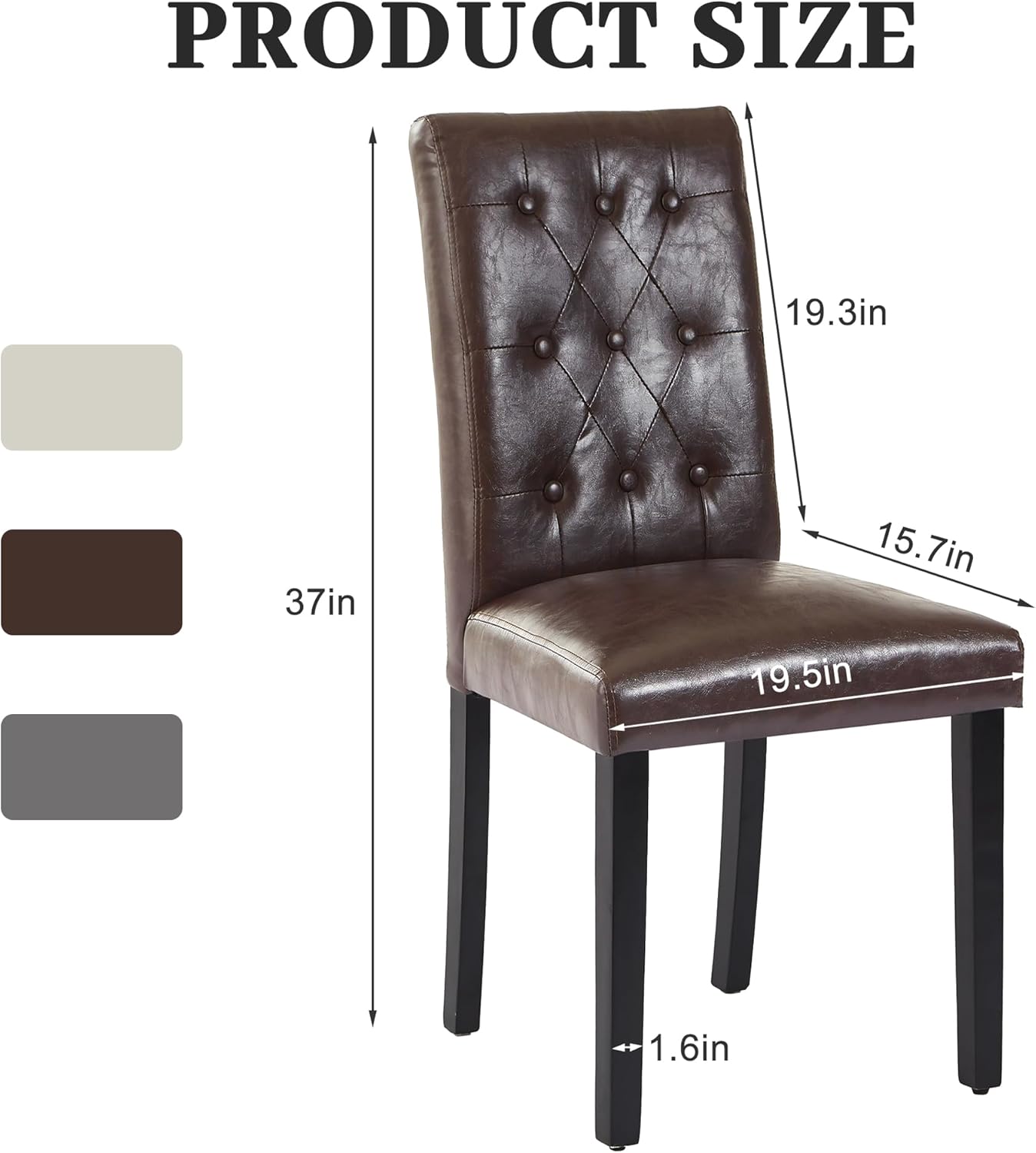 VECELO Upholstered Dining Chairs Set of 2 Button Tufted Back, Padded Seat, Wood Legs with Rubber Footpads