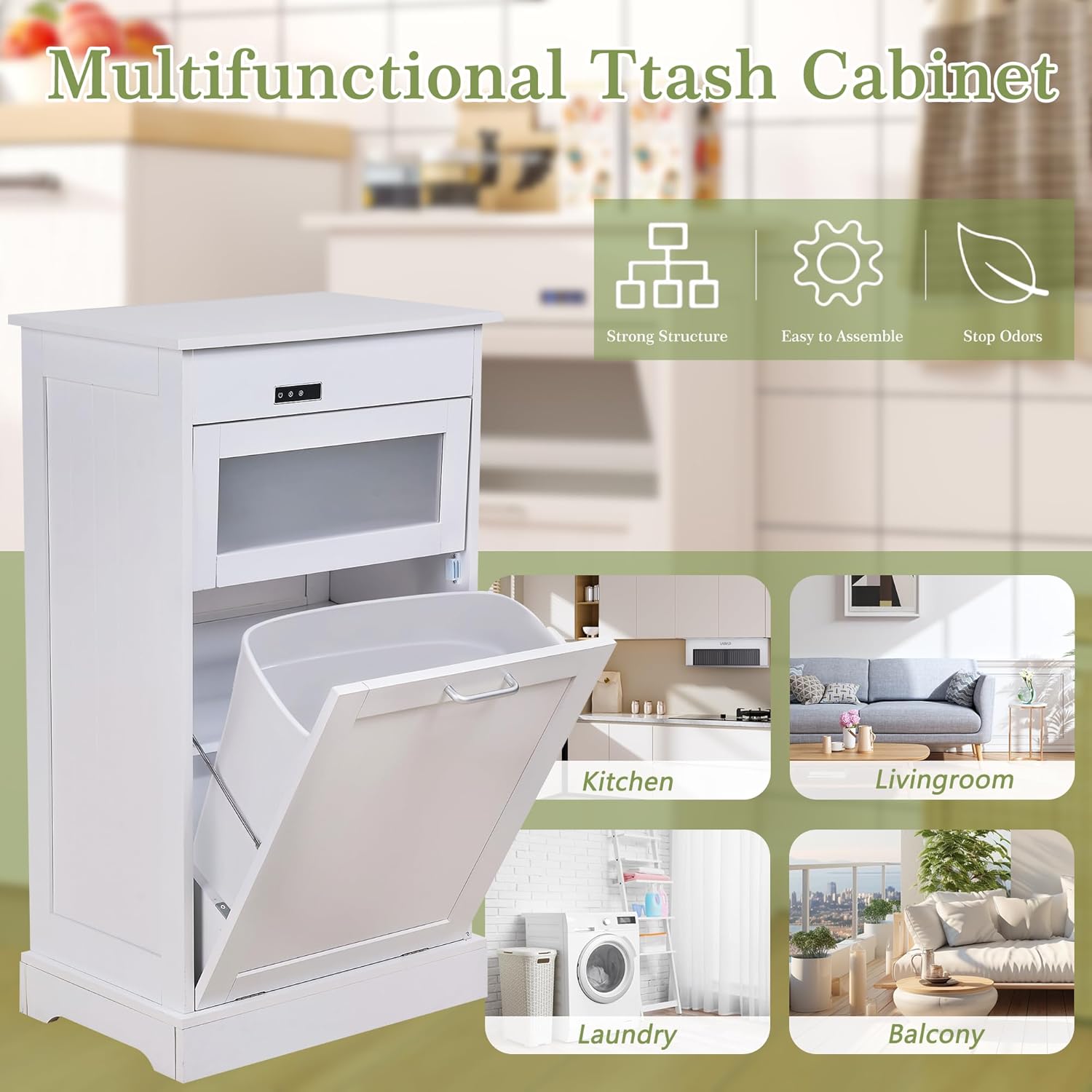 VECELO Tilt Out Trash Can Cabinet