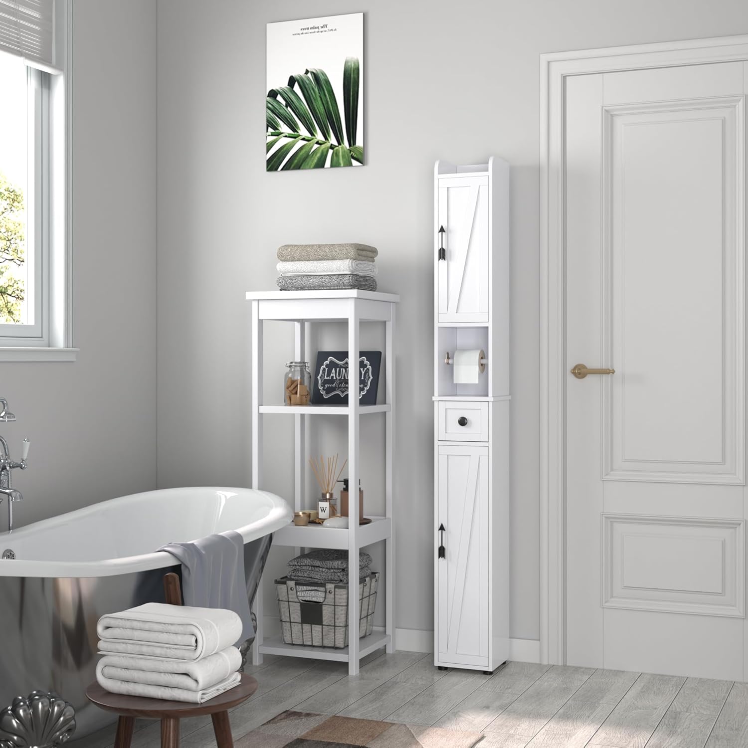 VECELO Bathroom Tall Cabinet with Adjustable Shelves