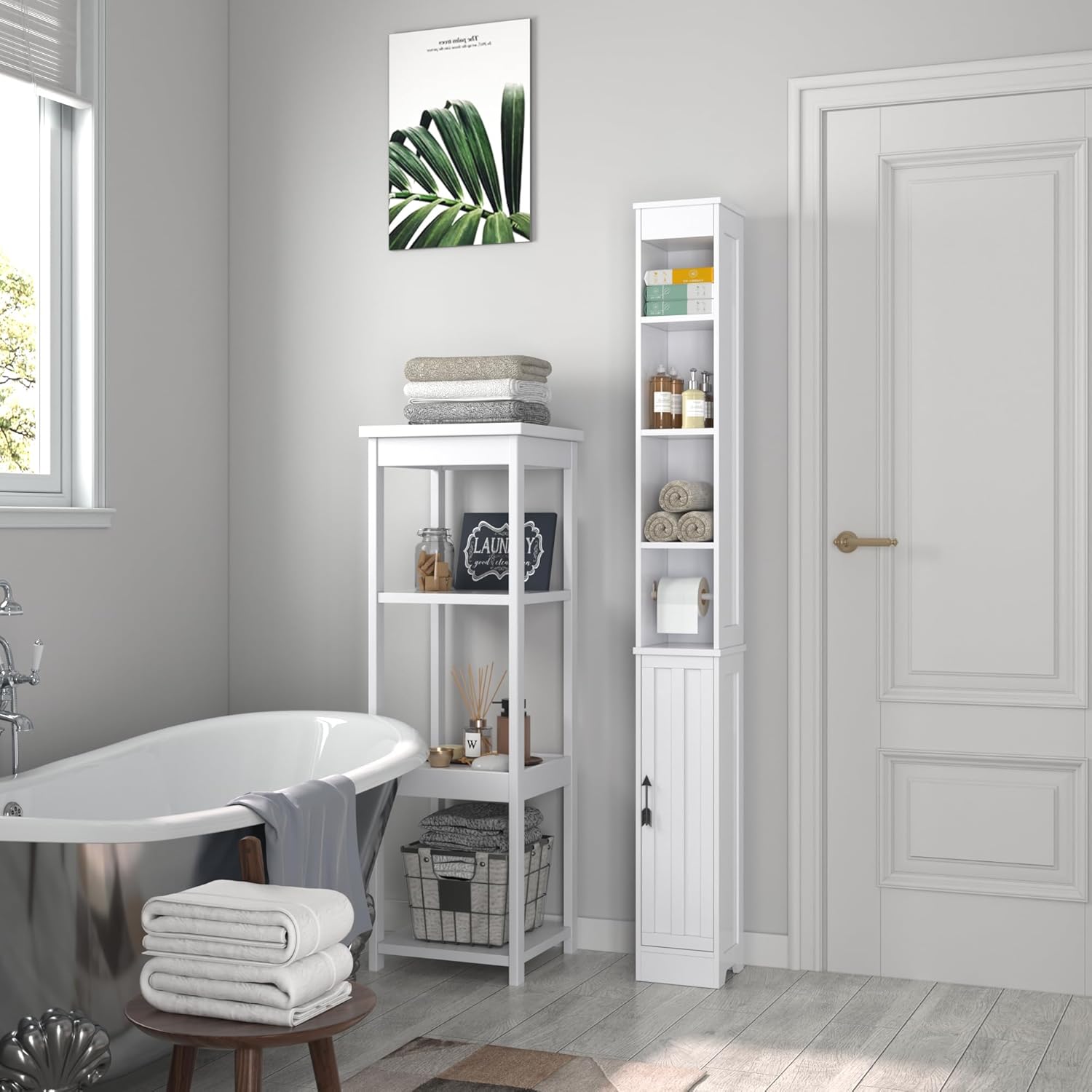 VECELO Bathroom Tall Cabinet with Adjustable Shelves