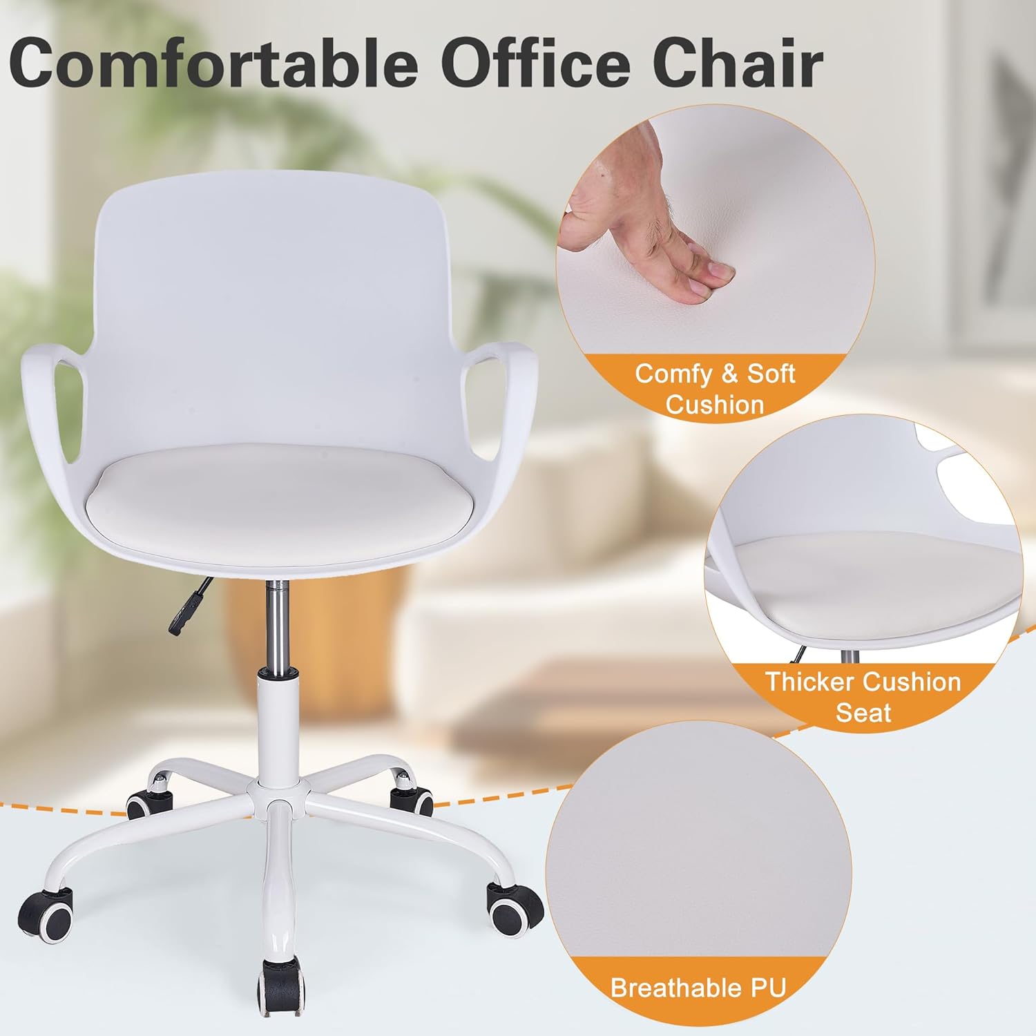 VECELO Mid-Back Chair for Desk with Armrests