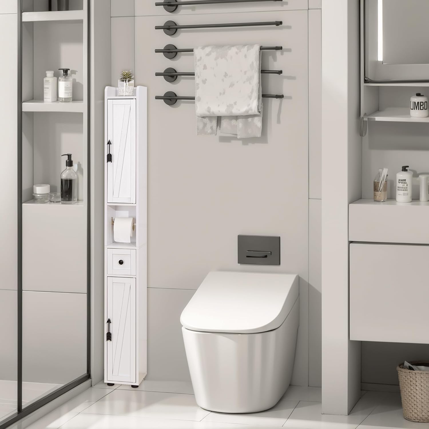 VECELO Bathroom Tall Cabinet with Adjustable Shelves