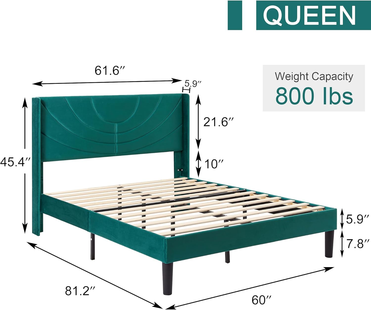 VECELO Upholstered Platform Bed Frame with Adjustable Fabric Headboard