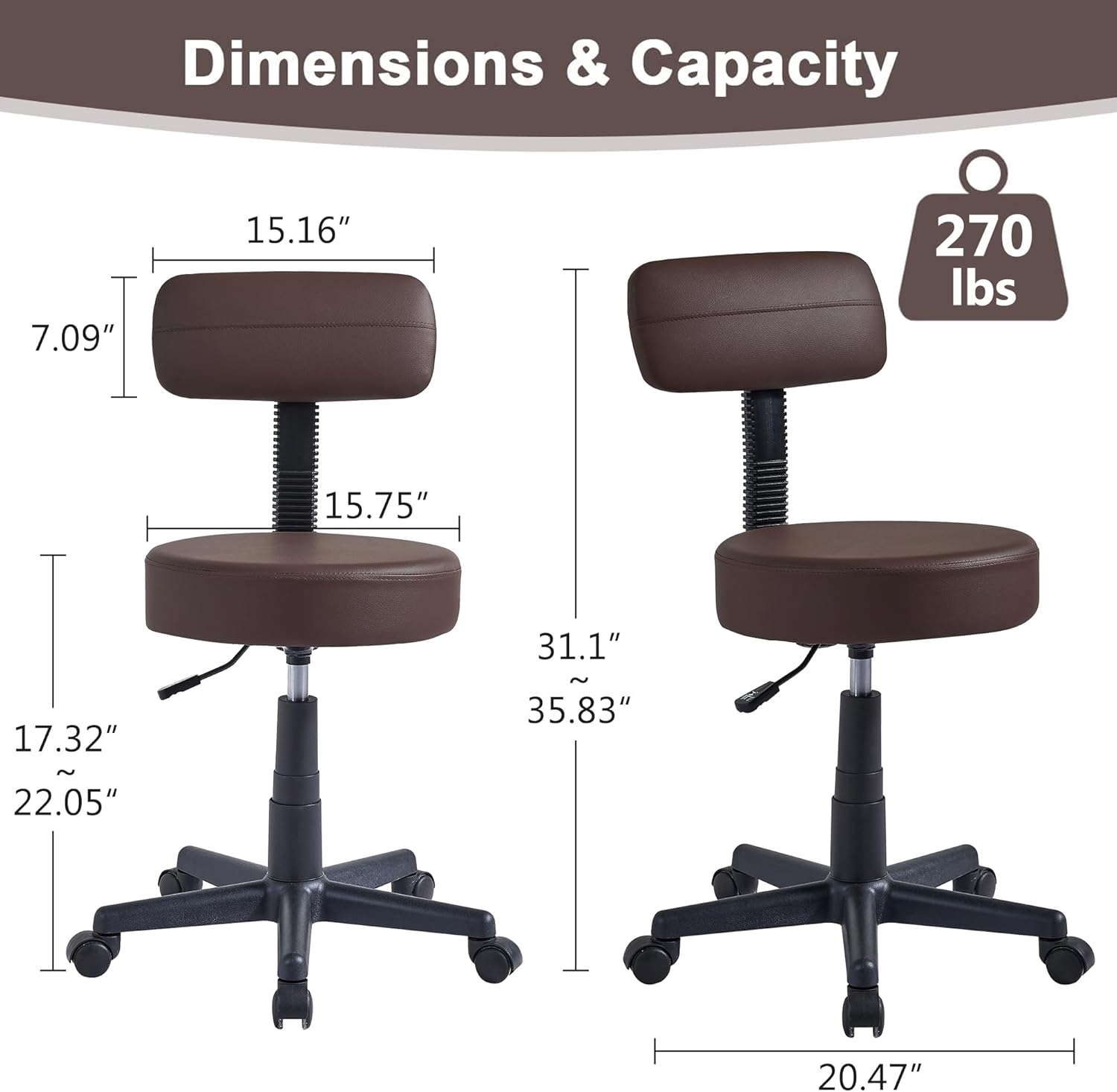 VECELO Home Office Desk Chair with Backrest