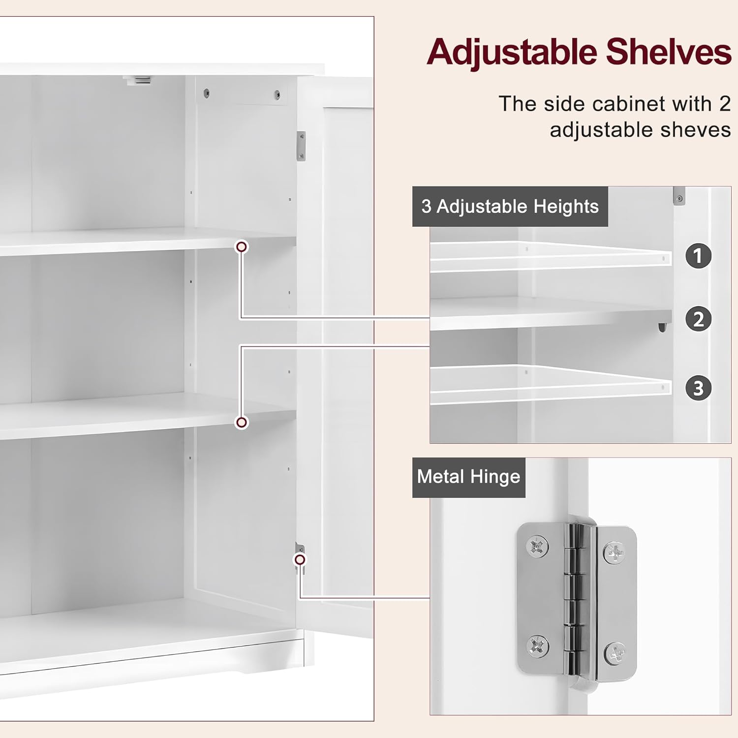 VECELO Bathroom Floor Cabinet with Drawers