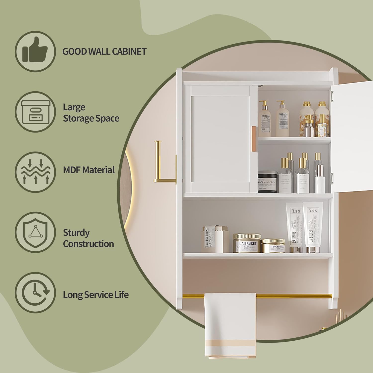 VECELO Bathroom Wall Cabinet, Wall Mounted Medicine Cabinet