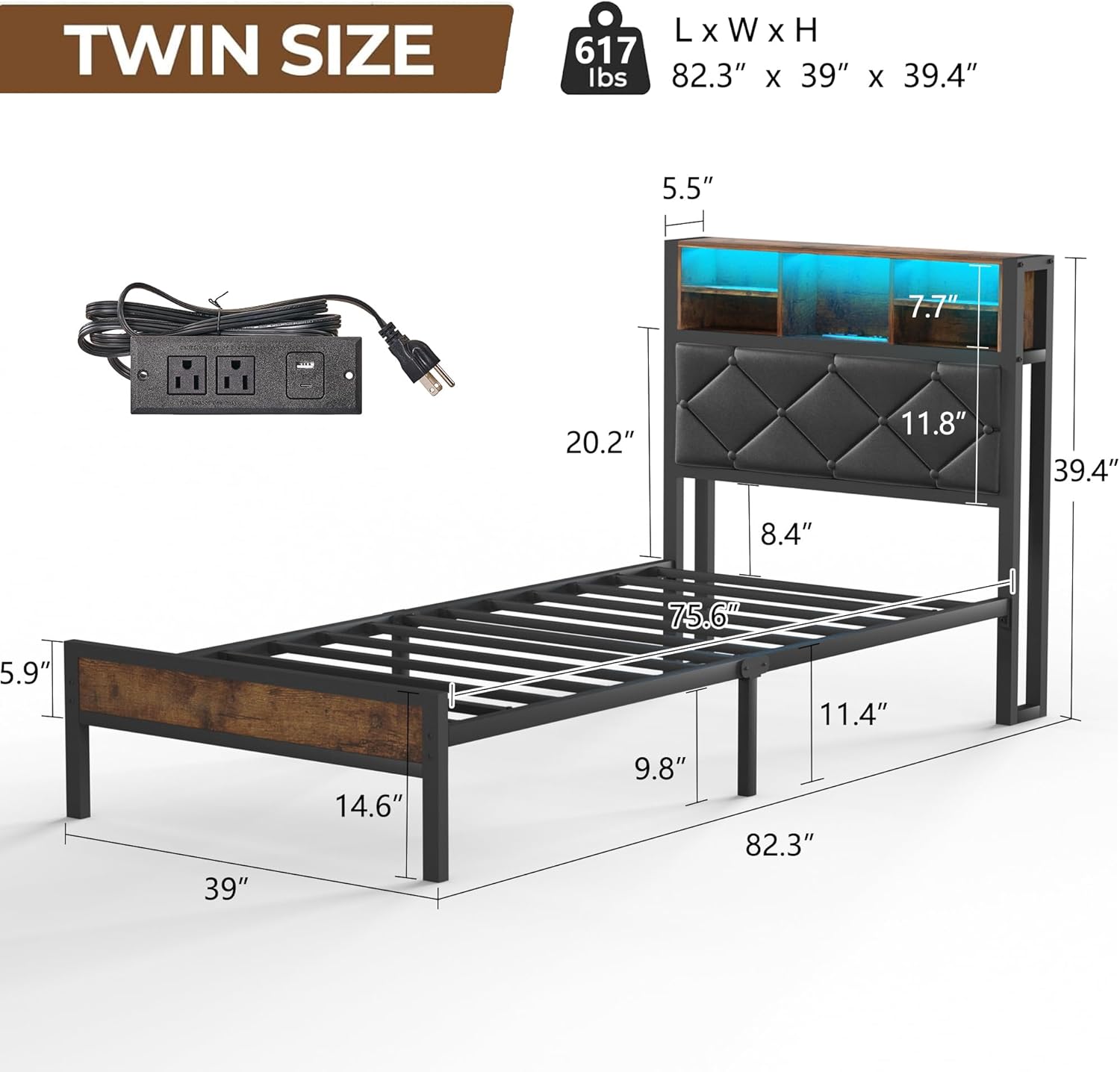 VECELO Twin Size Bed Frame with Headboard & Footboard