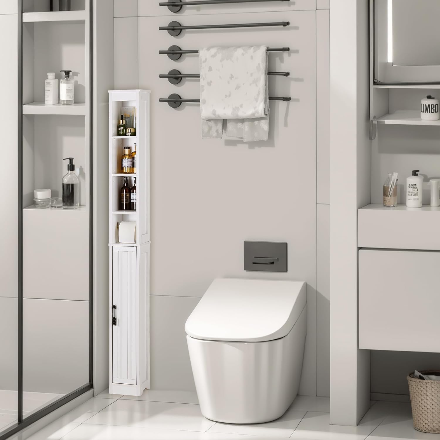 VECELO Bathroom Tall Cabinet with Adjustable Shelves