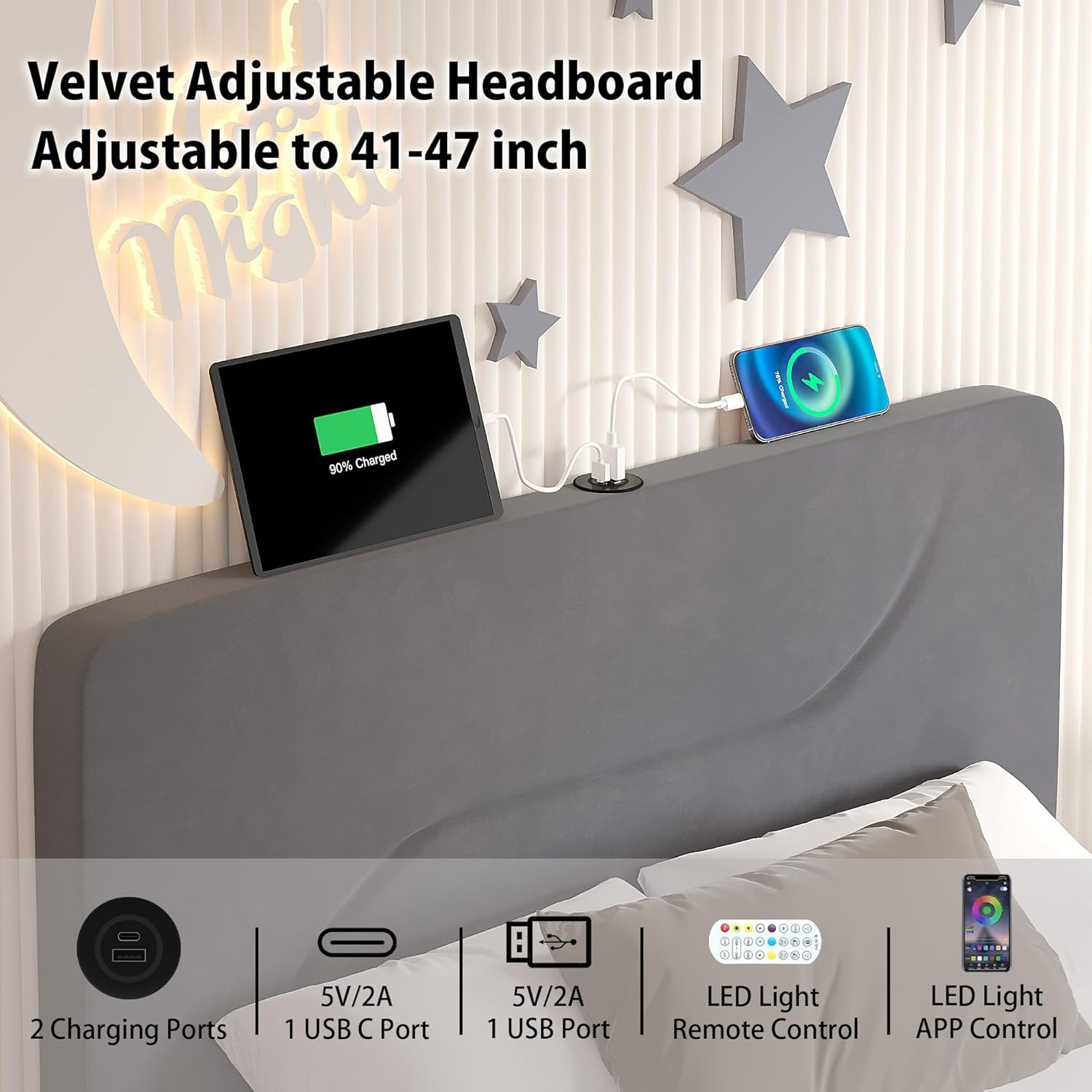 VECELO Bed Frame with LED Lights