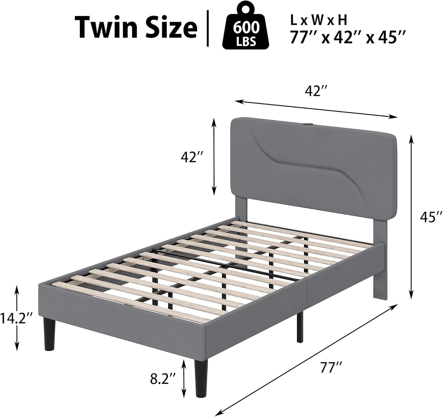 VECELO Bed Frame with LED Lights