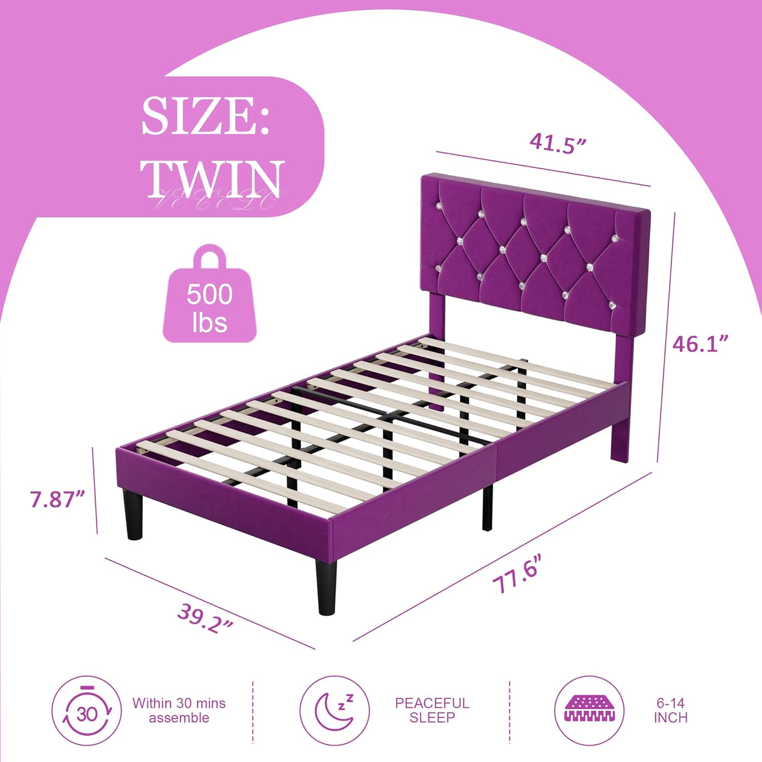 VECELO Twin Size Bed Frame