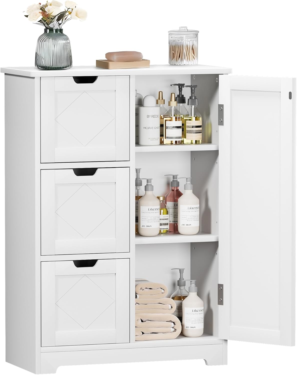 VECELO Bathroom Floor Cabinet with Drawers