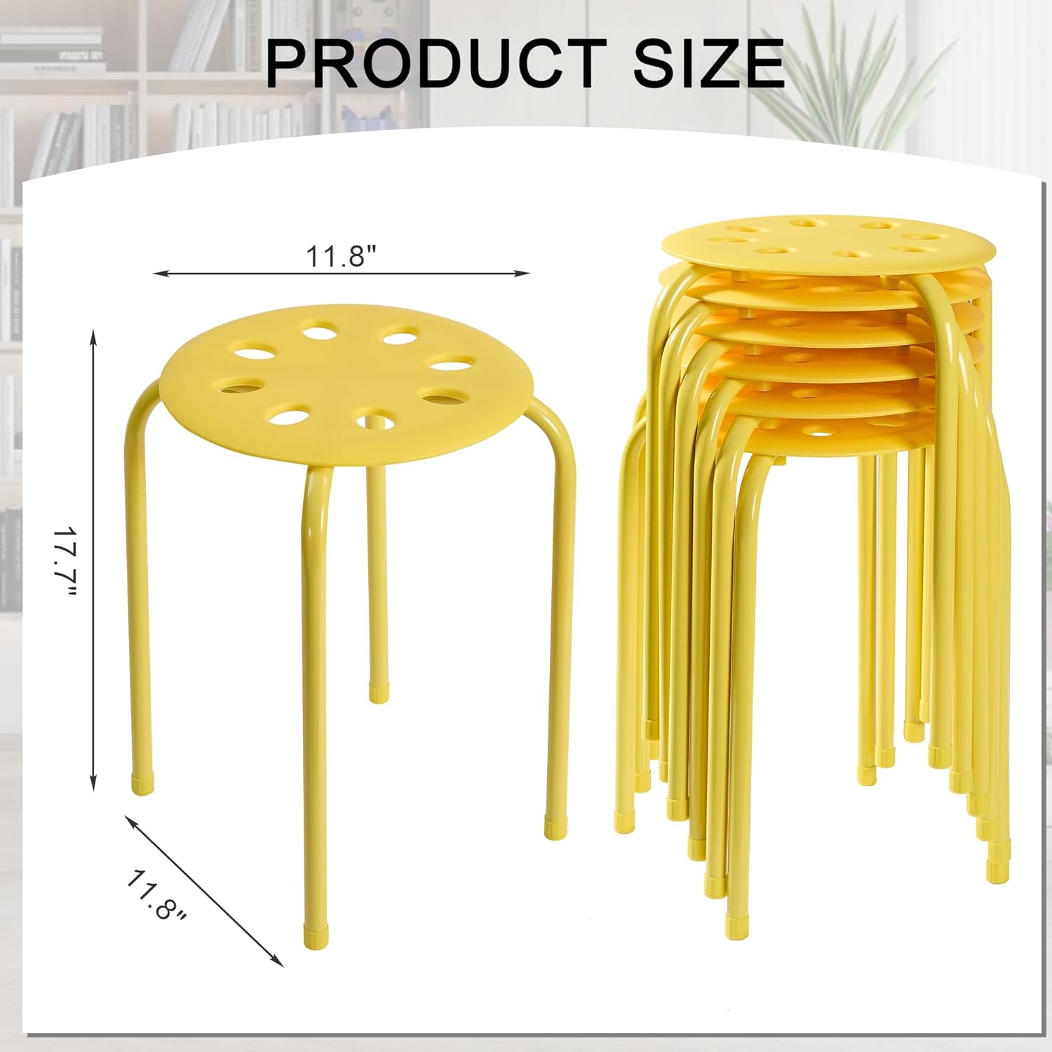 VECELO 6-Piece Stacking Stools, 17.7 Inch Standard Height