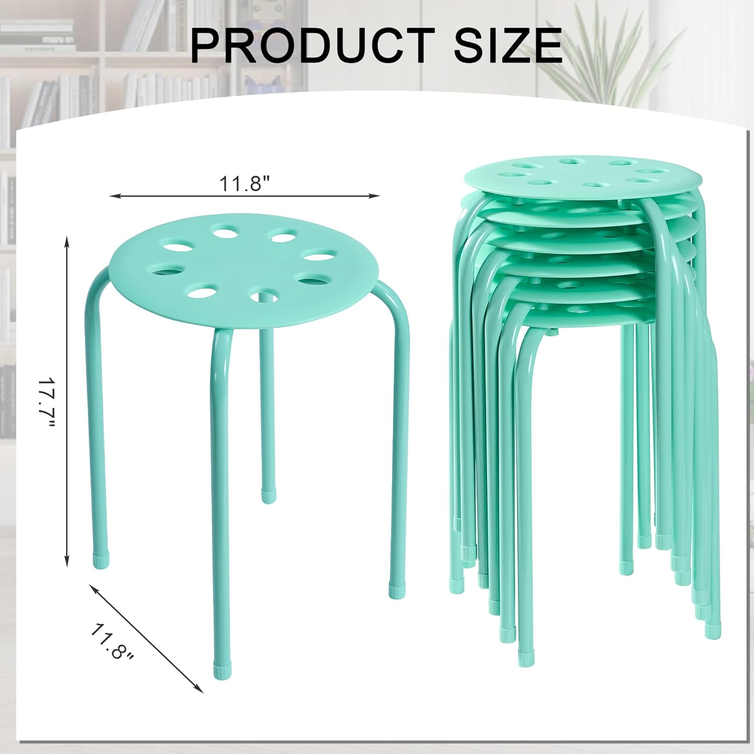 VECELO 6-Piece Stacking Stools, 17.7 Inch Standard Height