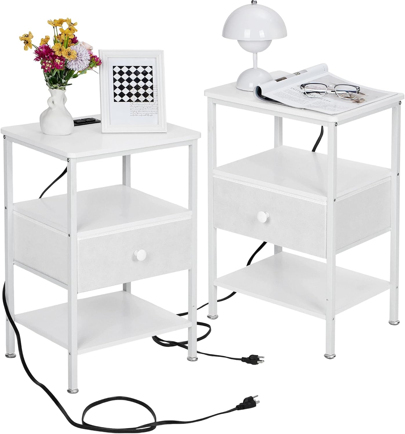 VECELO End Table with Charging Station