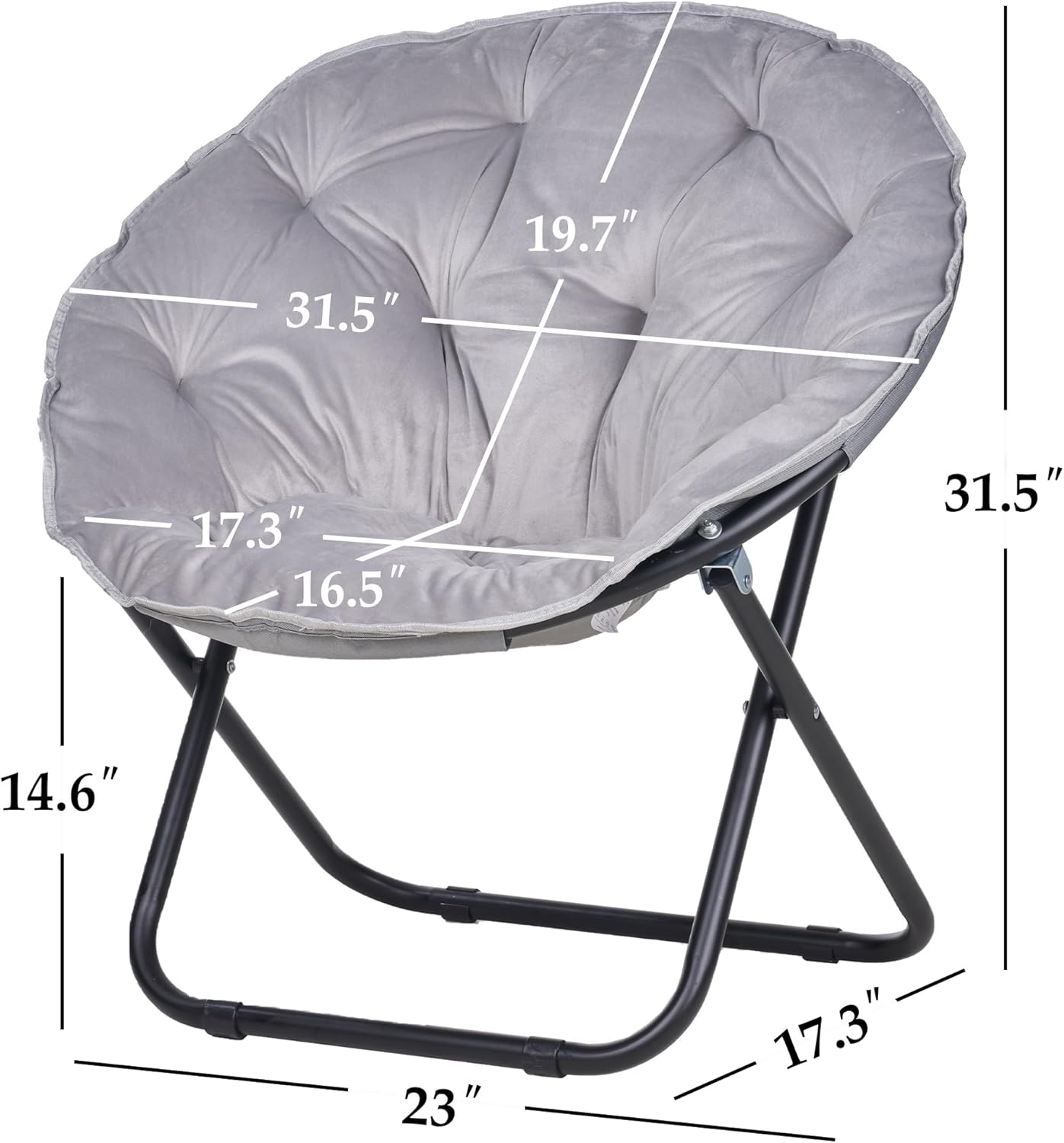 VECELO Saucer Chair for Adults, Folding Moon Chair with Metal Frame